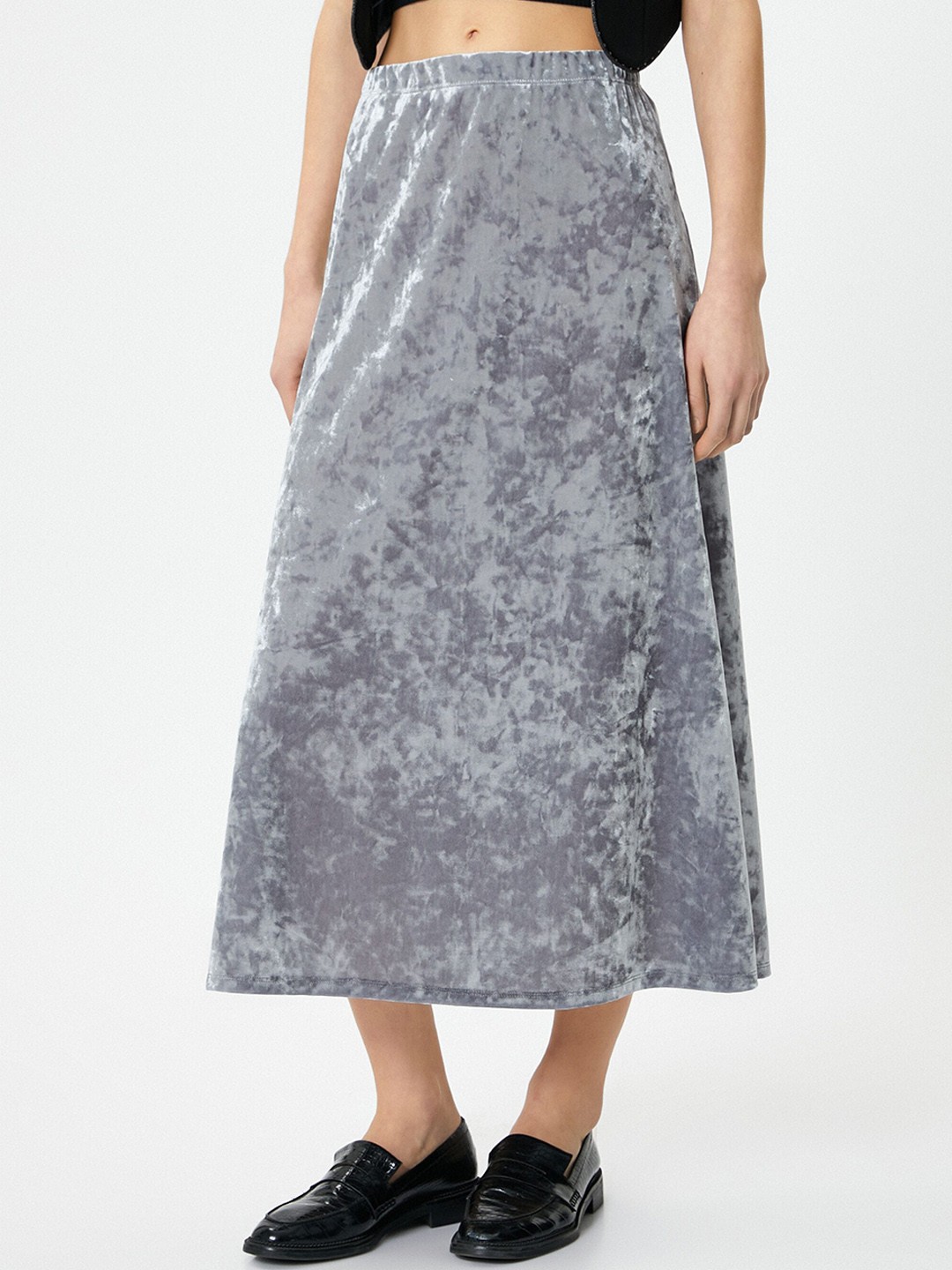 

Koton Self Design A-line Midi Skirt, Grey