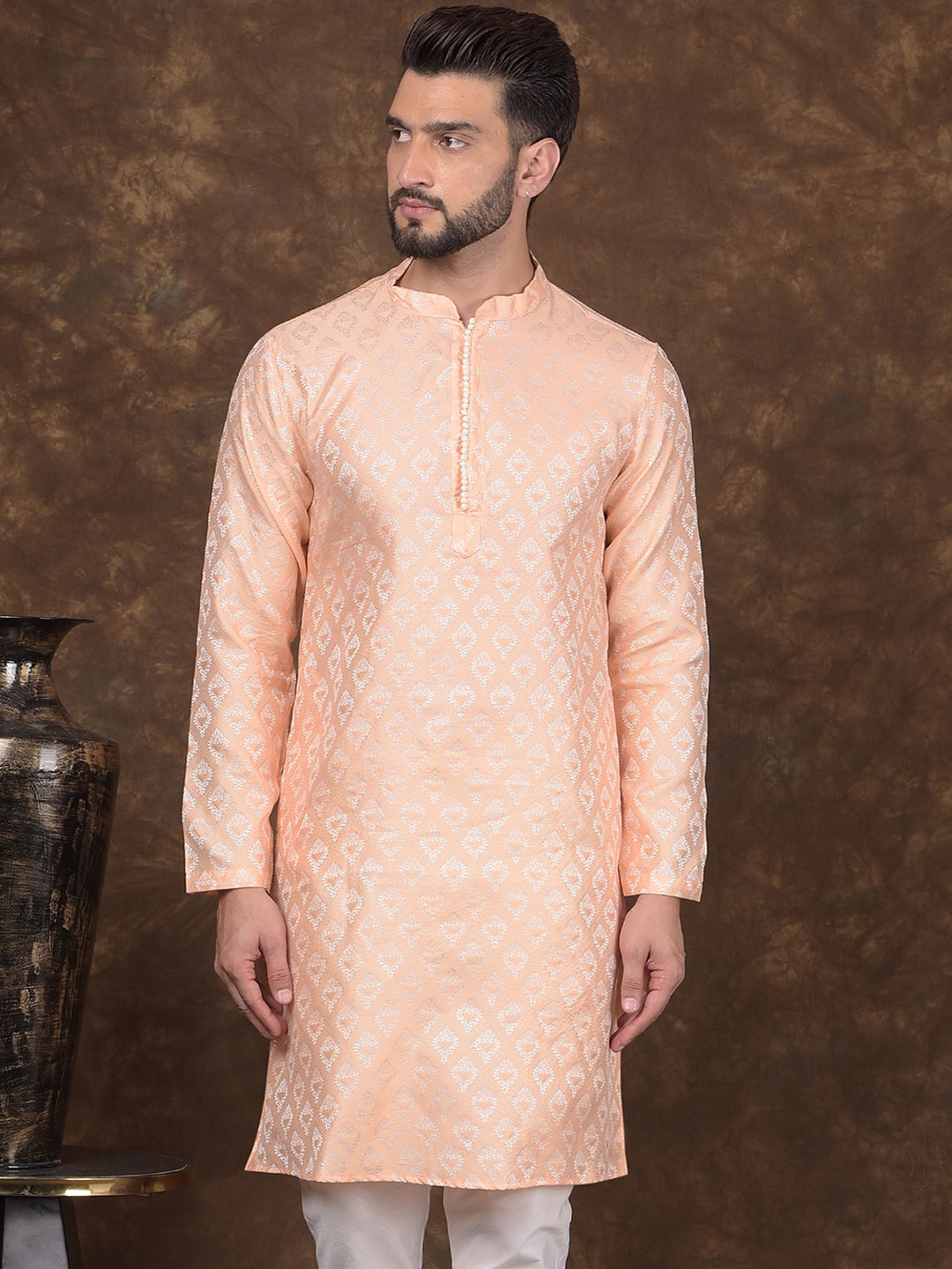 

DEYANN Ethnic Motifs Woven Design Straight Kurta, Orange
