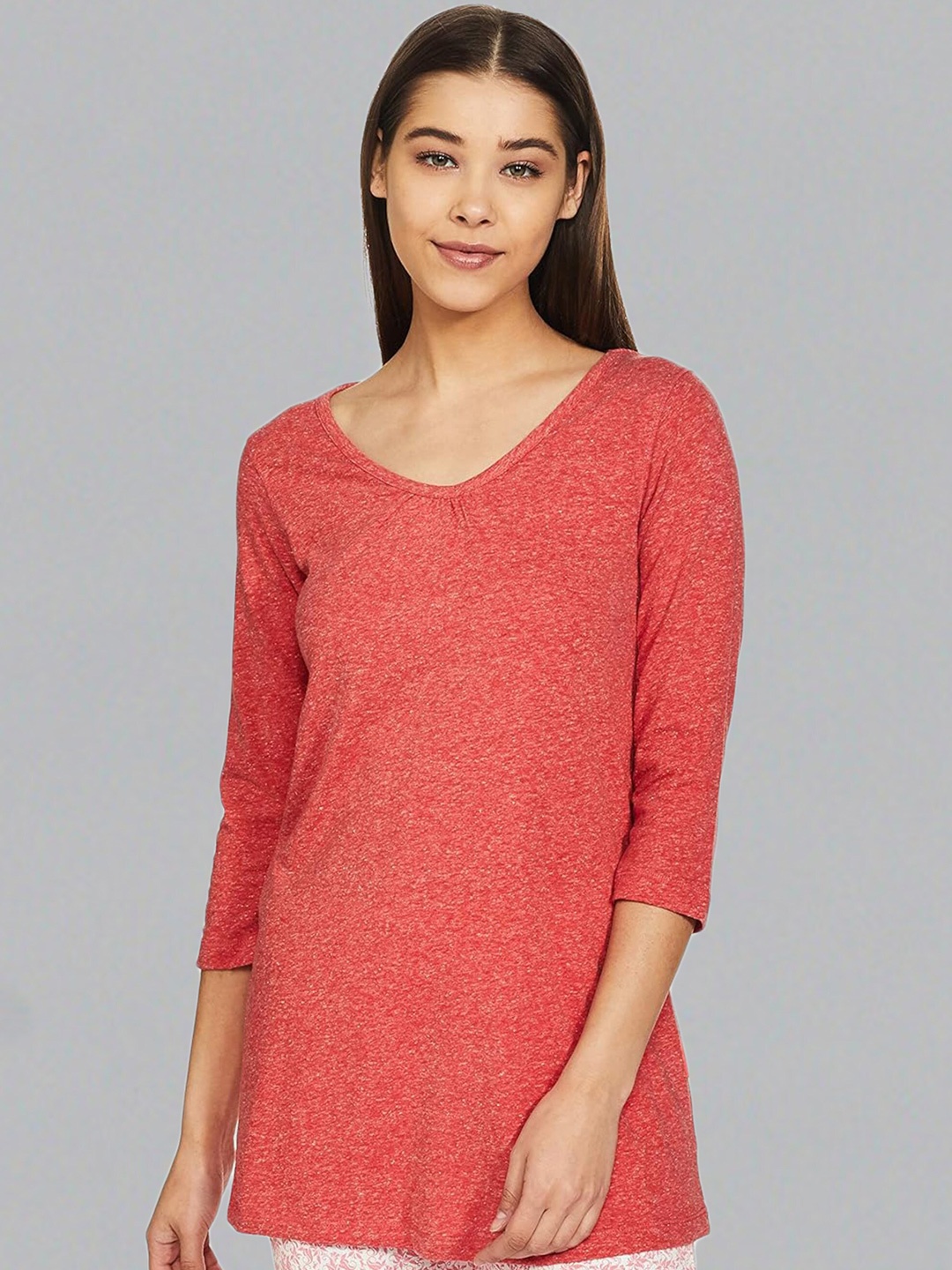 

Dream of Glory Inc Round Neck Three-Quarter Sleeves Bohemian Top, Red