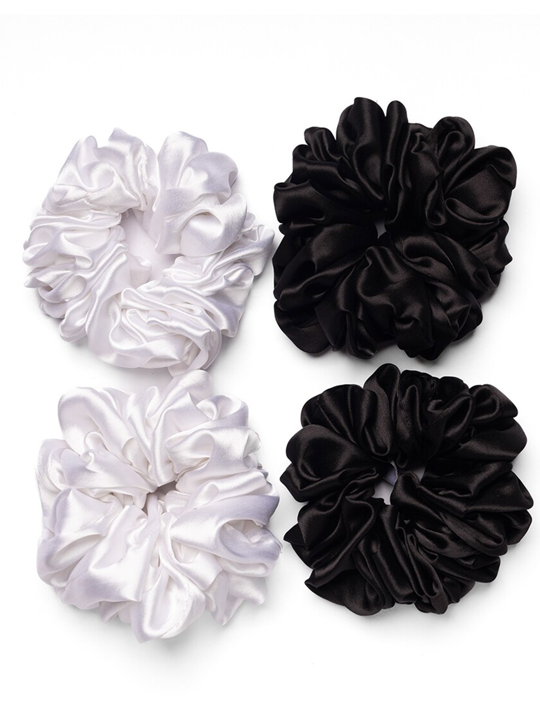 

ONE on ONE Set Of 4 Satin Scrunchy Ponytail Holders, Black