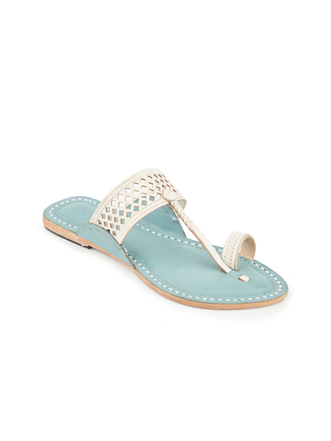 

KORAKARI Textured One Toe Flats, Blue