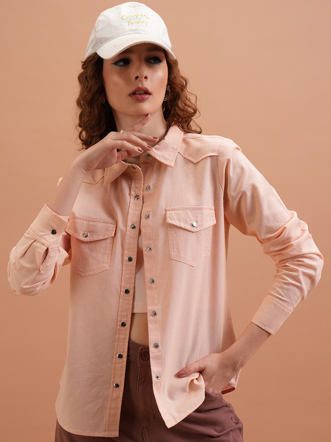 

Tokyo Talkies Solid Buttoned Shirt, Pink