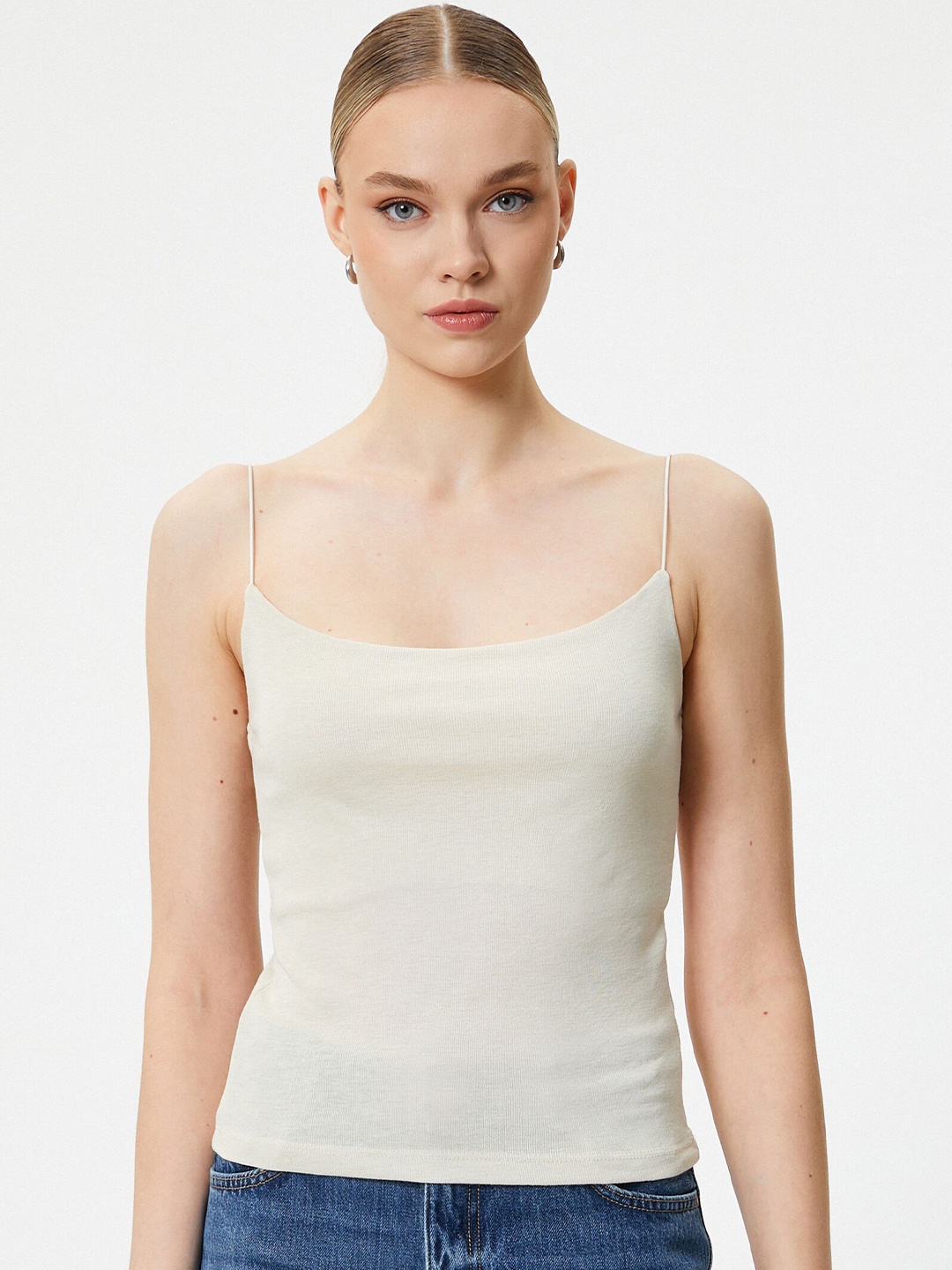 

Koton Sleeveless Fitted Top, Beige