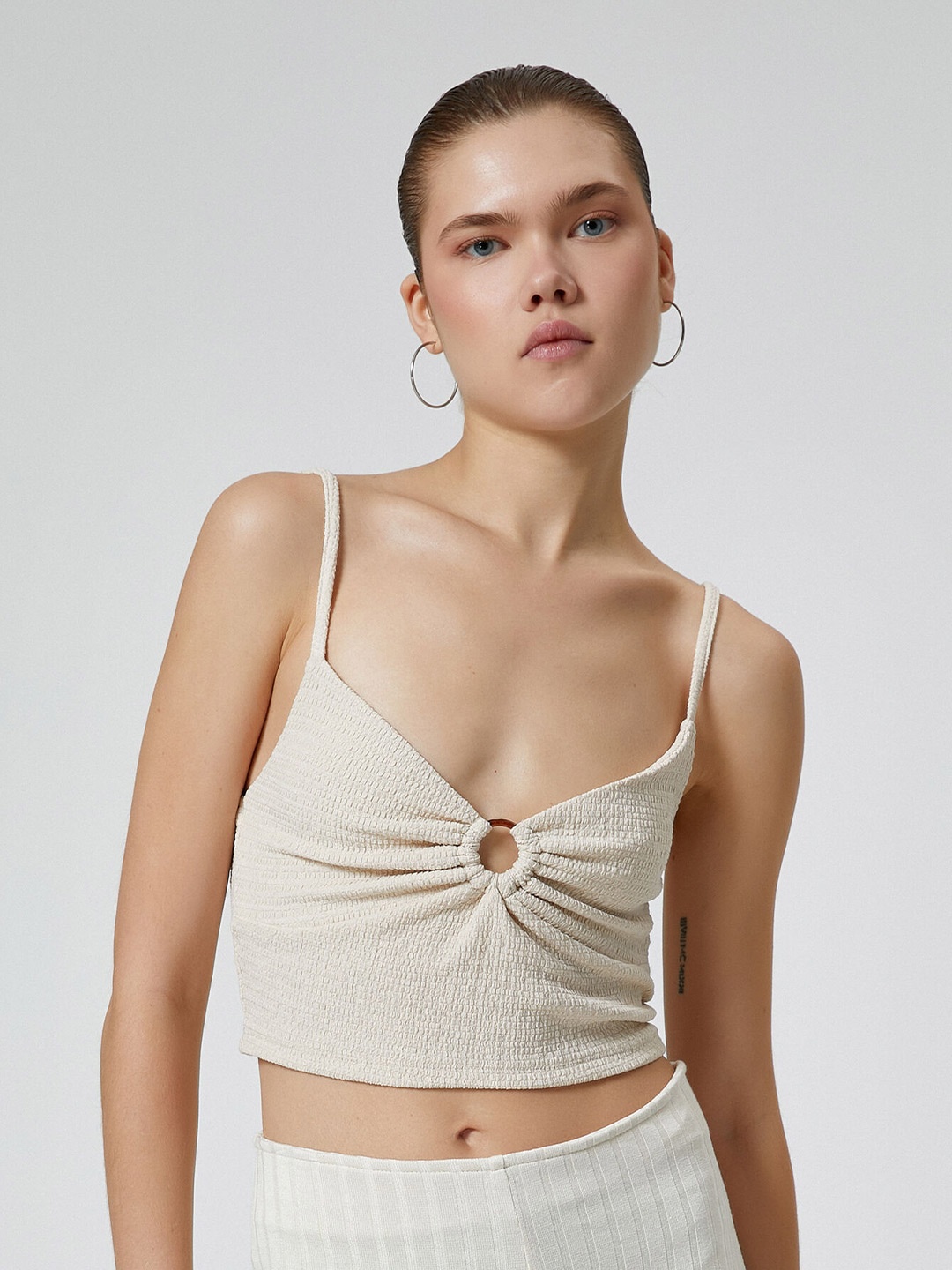 

Koton Sleeveless Bralette Crop Top, Beige