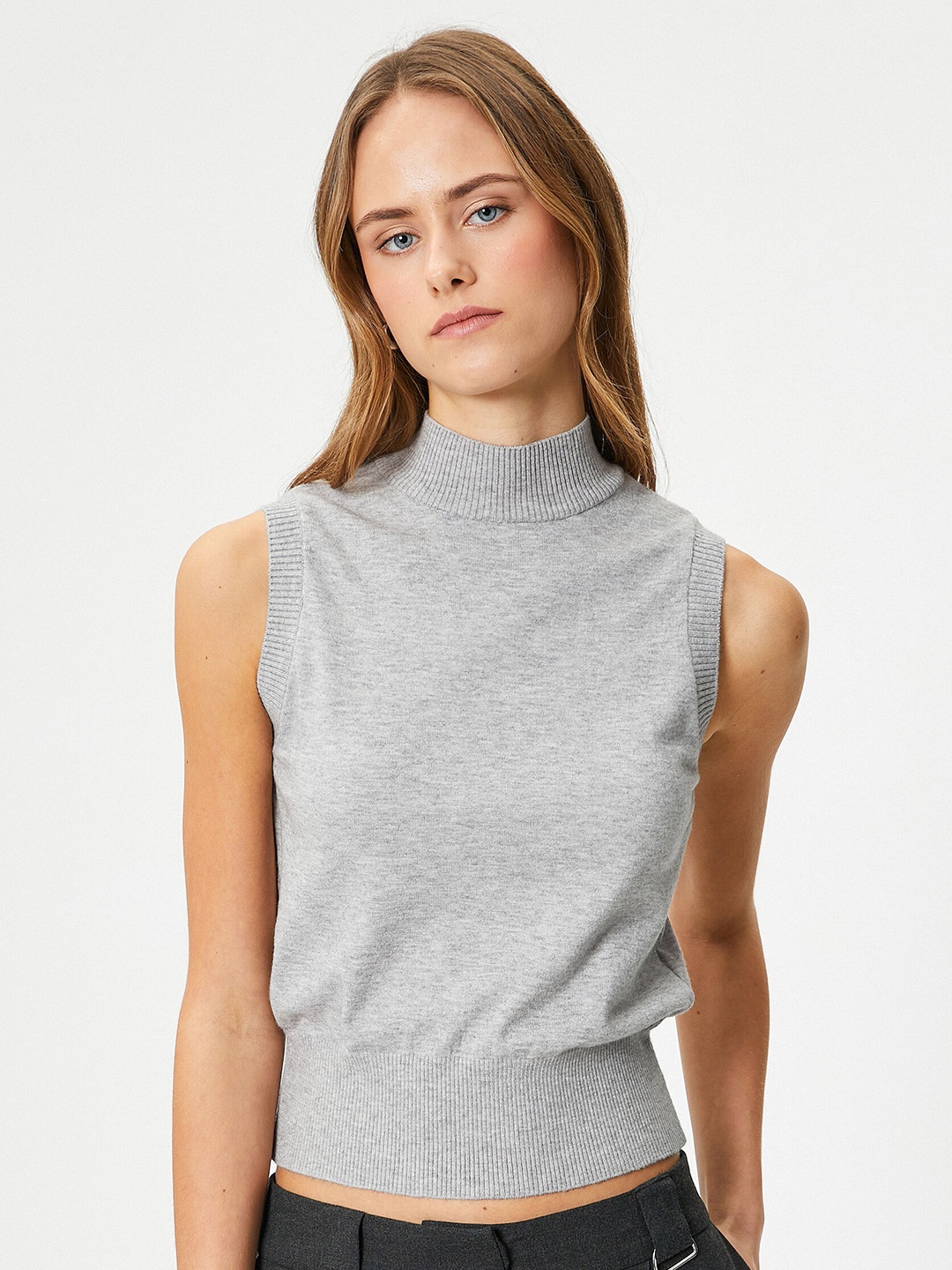 

Koton High Neck Sleeveless Top, Grey