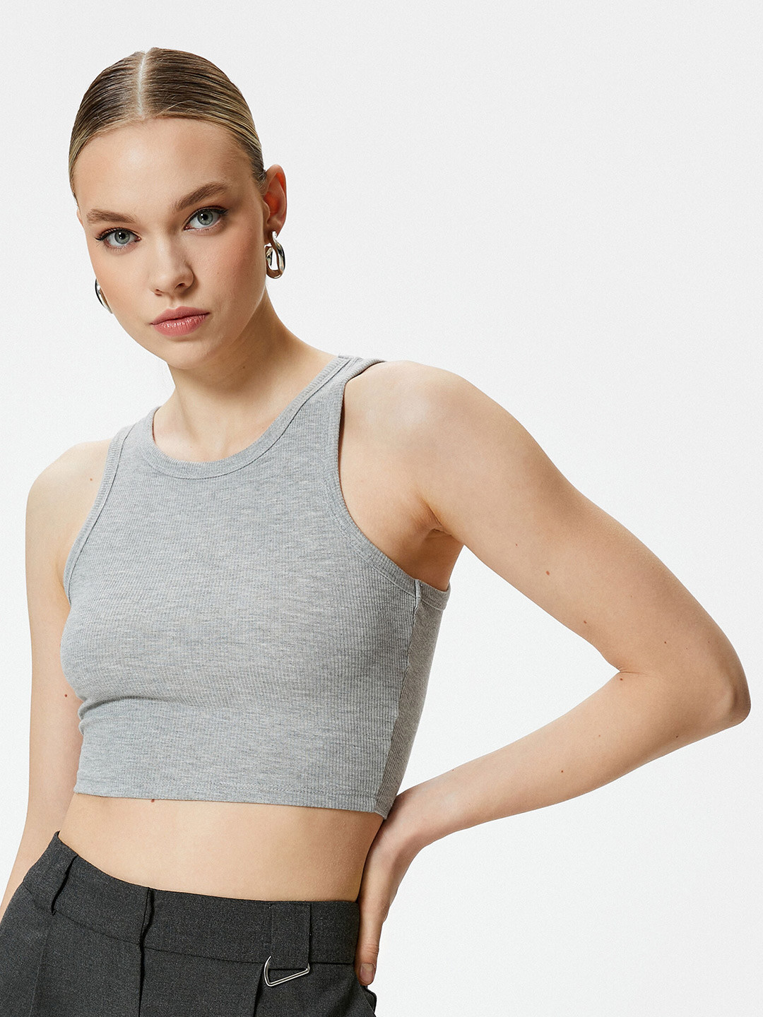 

Koton Sleeveless Crop Top, Grey