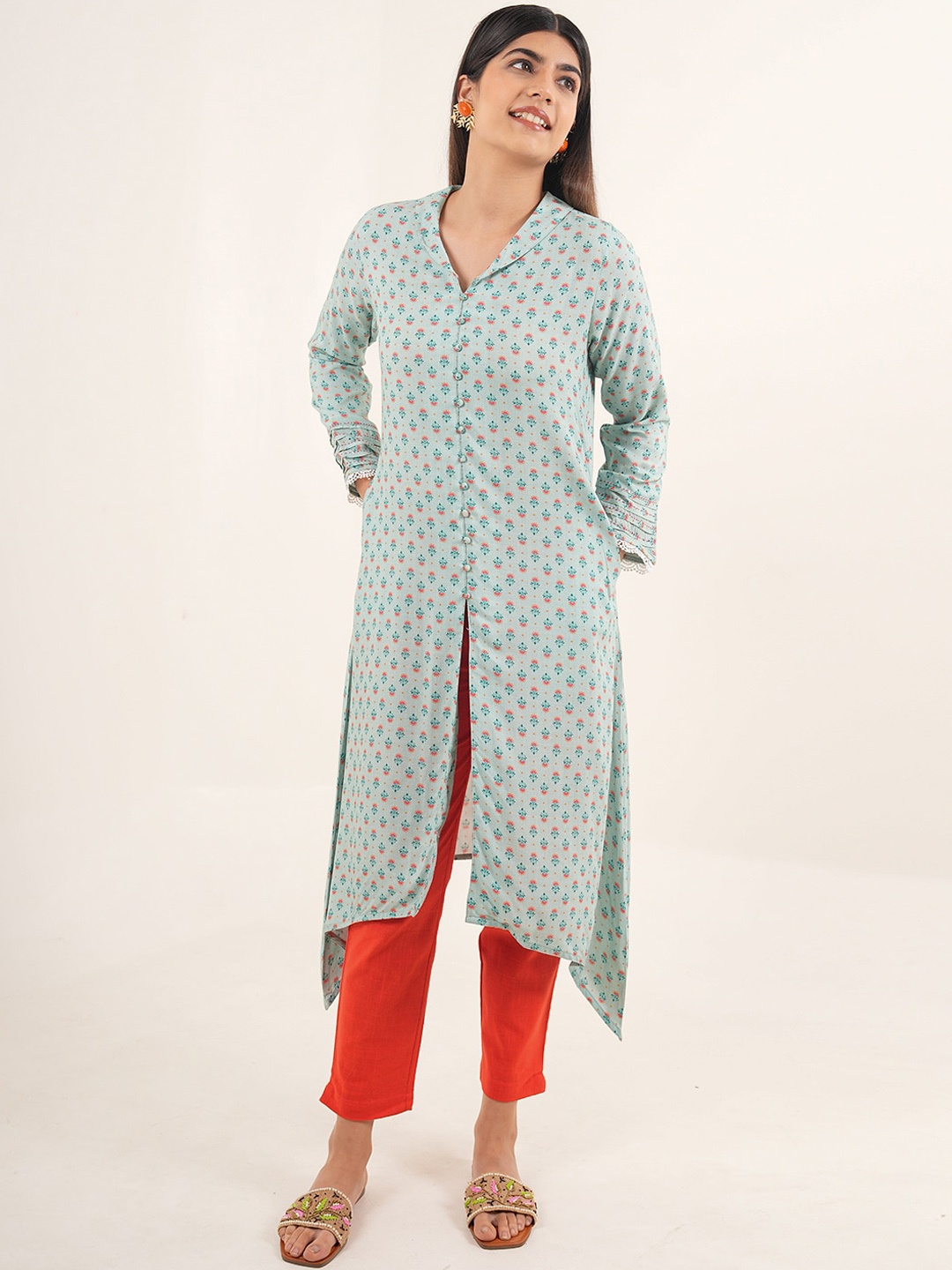 

Jaipur Kurti Ethnic Motif Printed Kurta, Blue