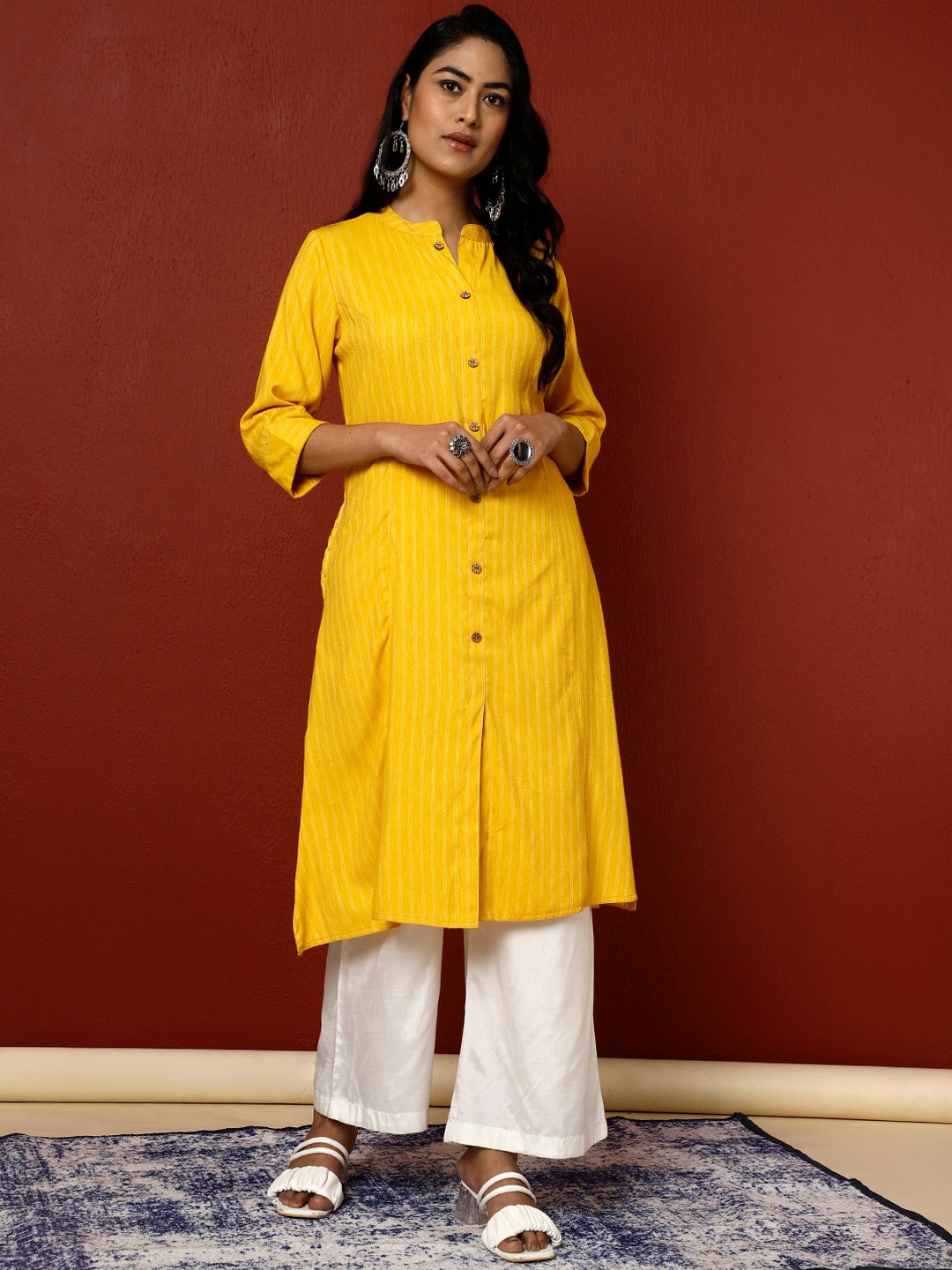 

Jaipur Kurti Self Design A-line Kurta, Yellow