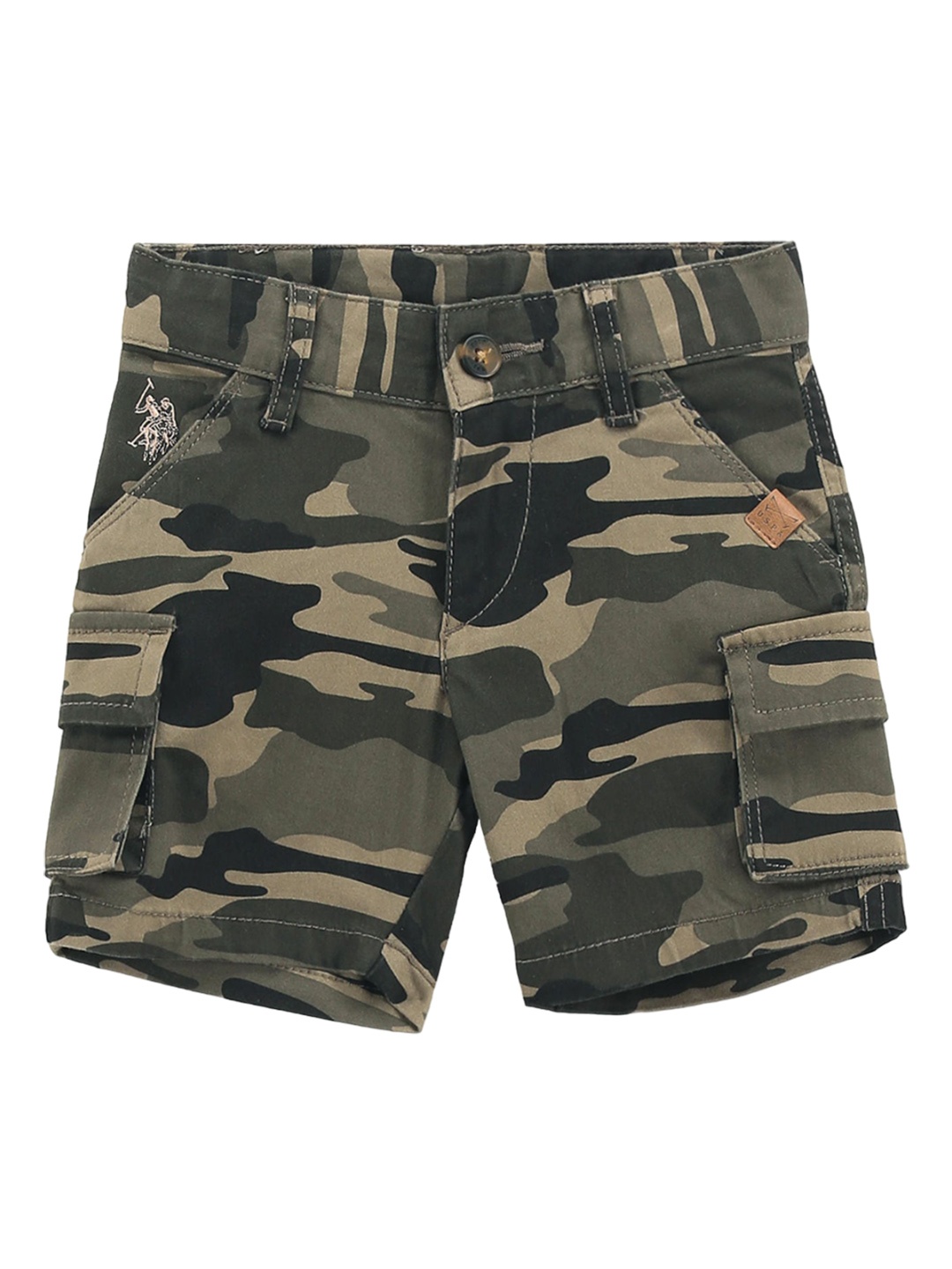 

U.S. Polo Assn. Kids Boys Camouflage Printed Cotton Cargo Shorts, Green