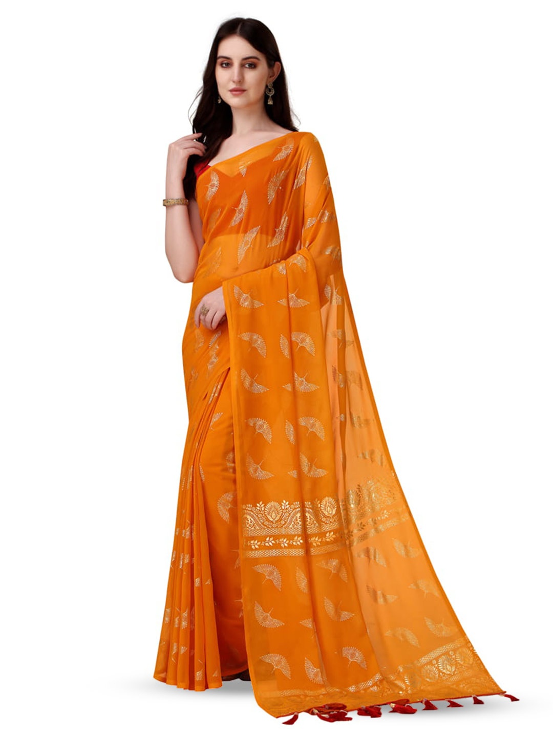 

Marabout Ethnic Woven Design Zari Banarasi Saree, Orange