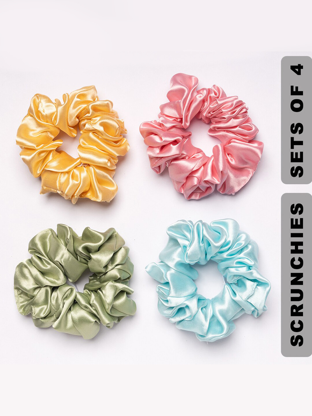 

ONE on ONE Set Of 4 Silk Satin Ponytail Holders, Pink