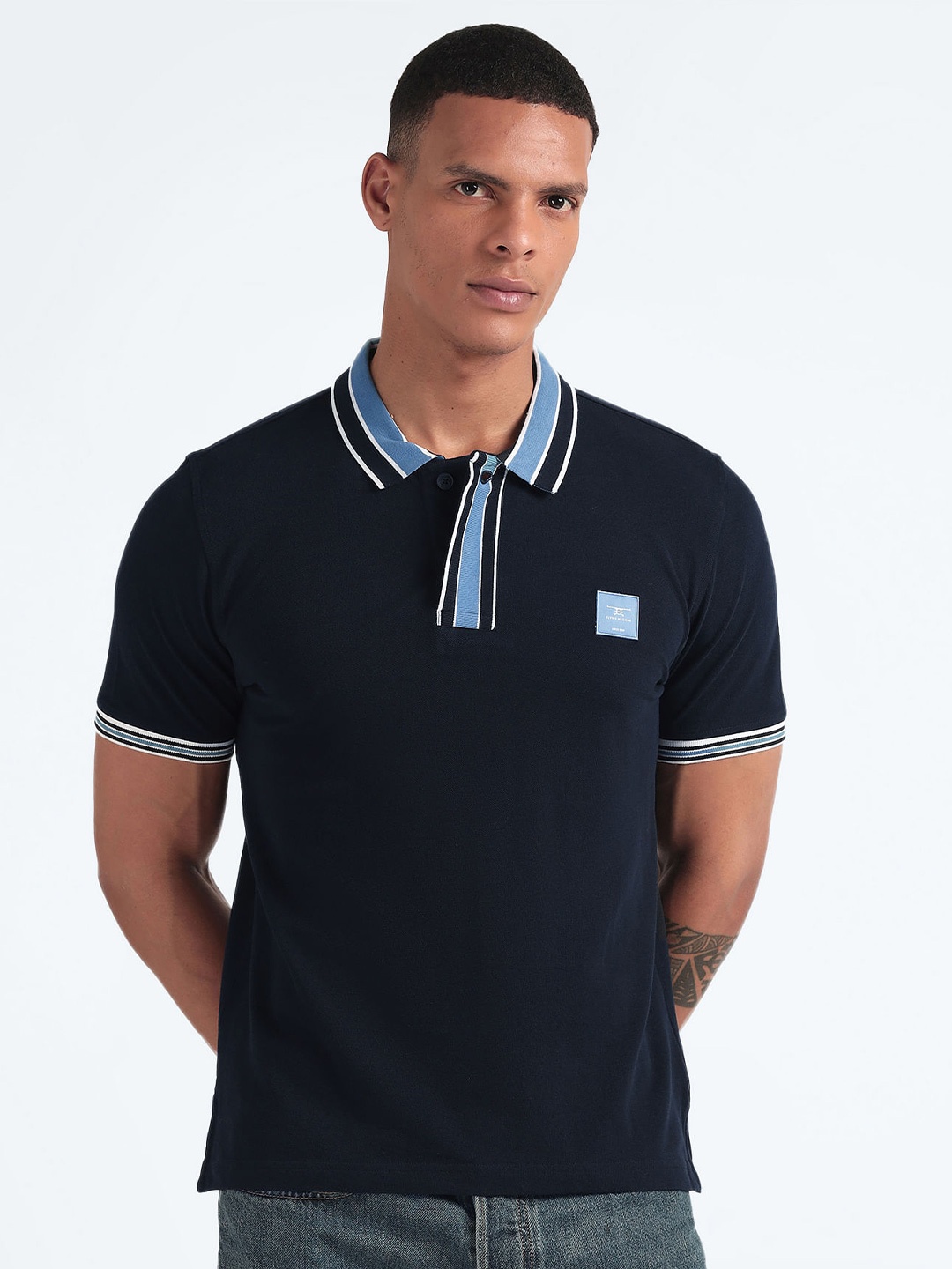 

Flying Machine Polo Collar Pure Cotton T-shirt, Black