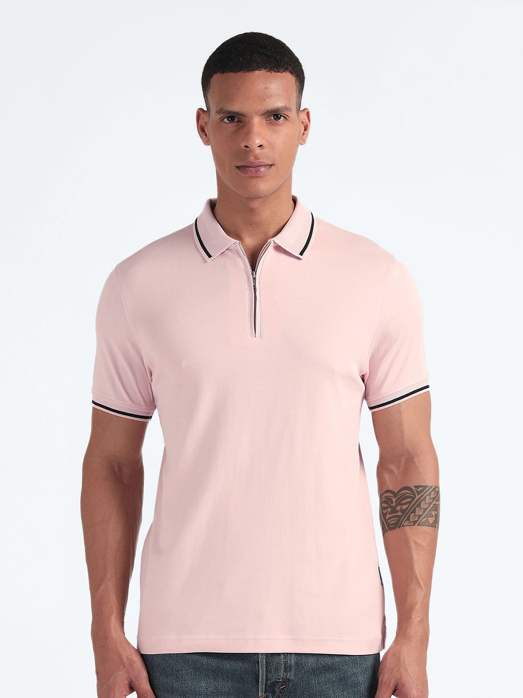 

Flying Machine Polo Collar Pure Cotton T-shirt, Pink