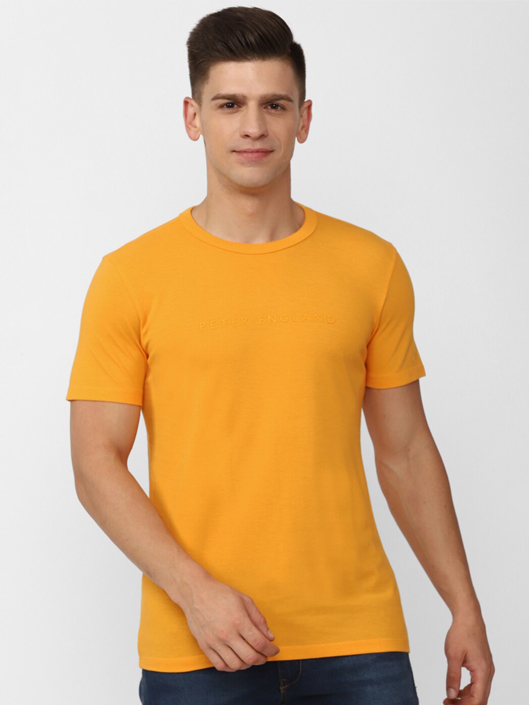 

Peter England Casuals Round Neck Slim Fit T-shirt, Orange