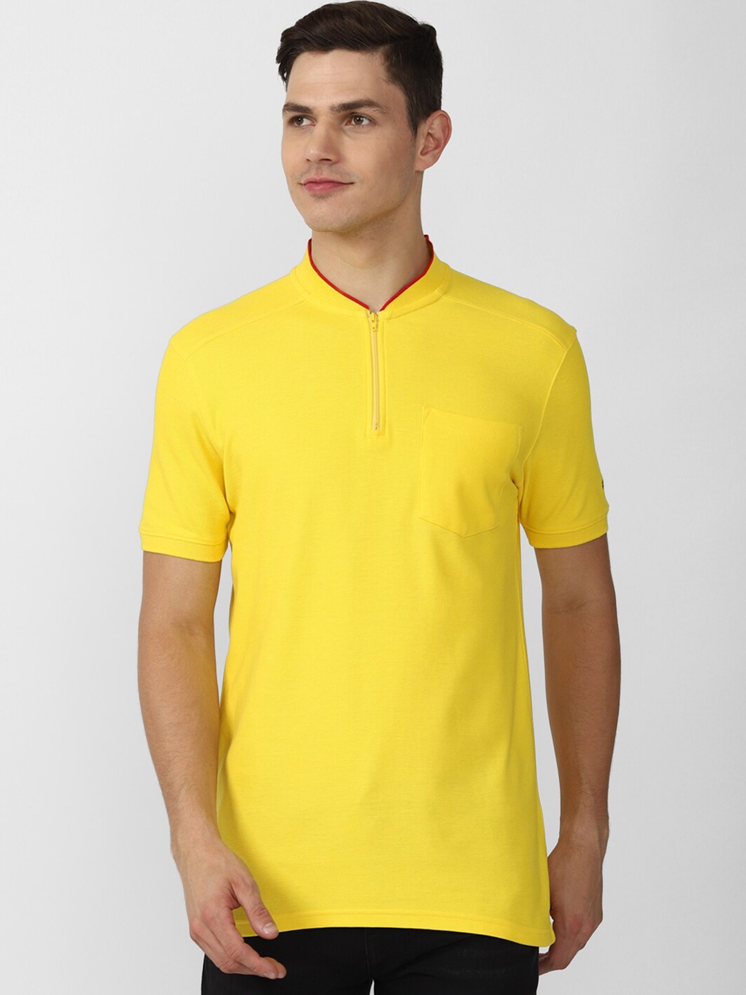 

Peter England Casuals Mandarin Collar Slim Fit T-shirt, Yellow