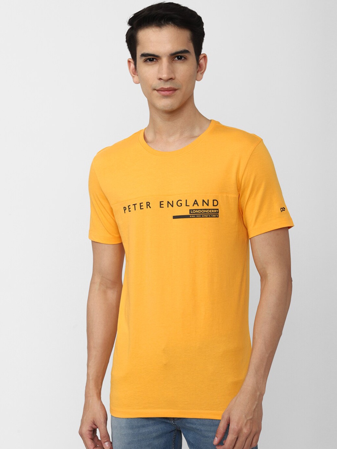 

Peter England Casuals Typography Printed Slim Fit T-shirt, Yellow