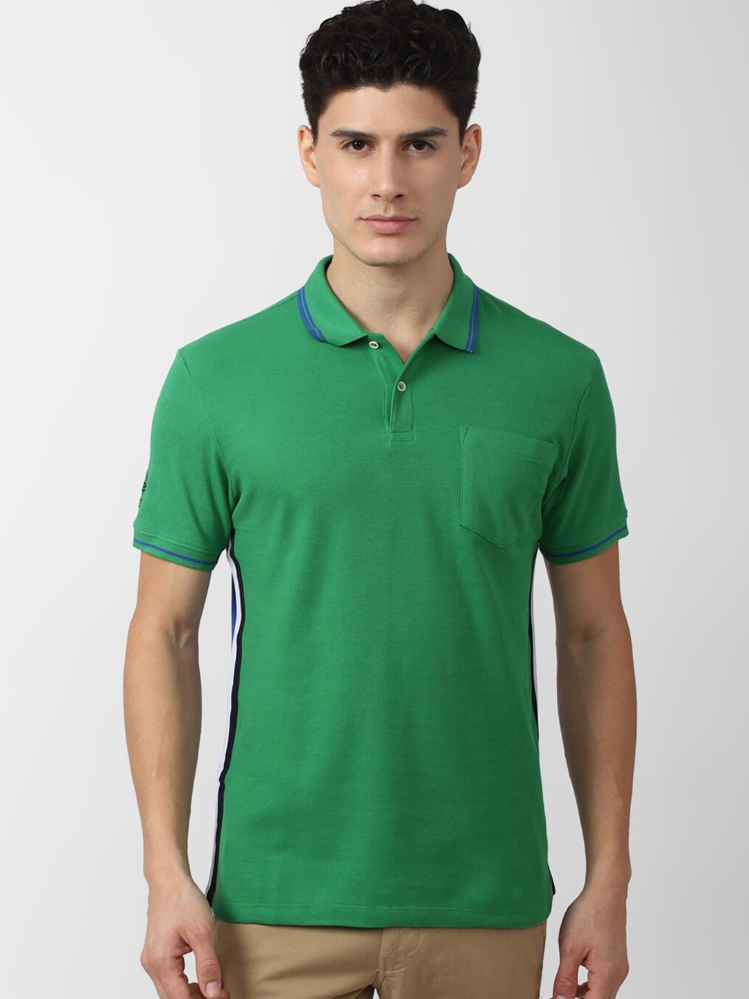 

Peter England Casuals Colourblocked Polo Collar Slim Fit T-shirt, Green
