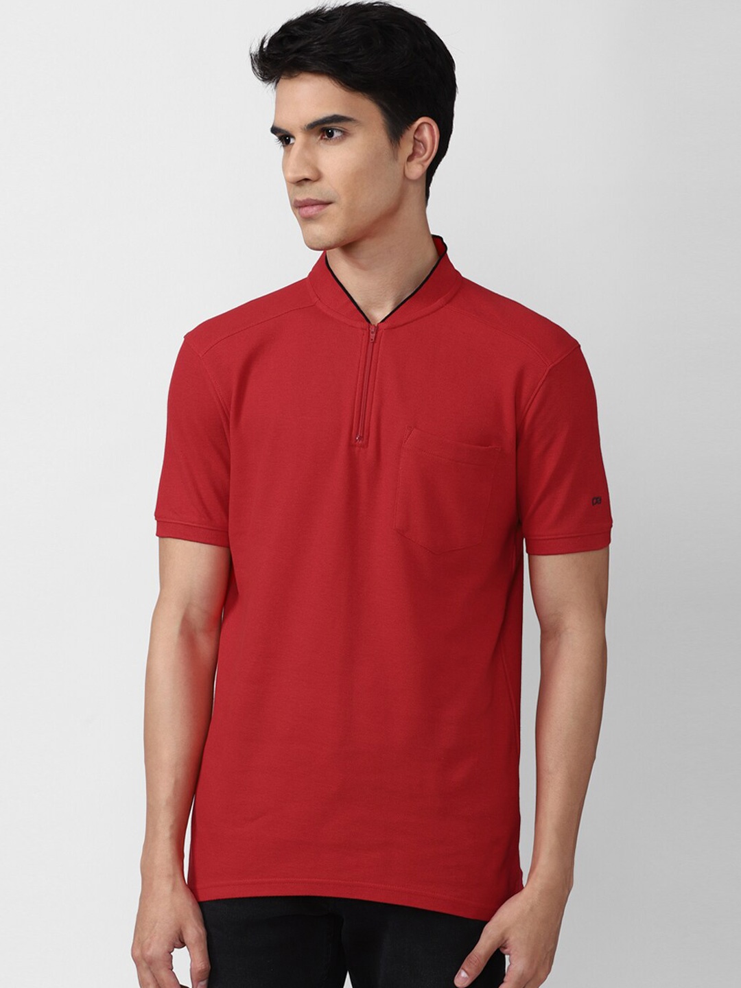 

Peter England Casuals Mandarin Collar Slim Fit T-shirt, Red