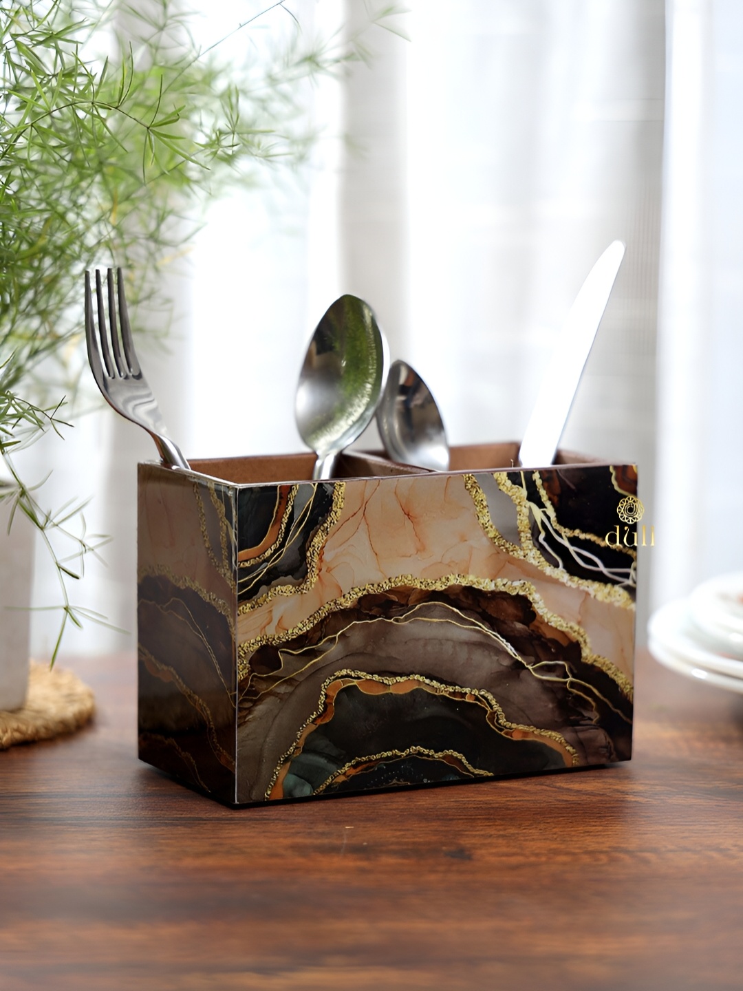 

DULI Brown Printed Cutlery Holder