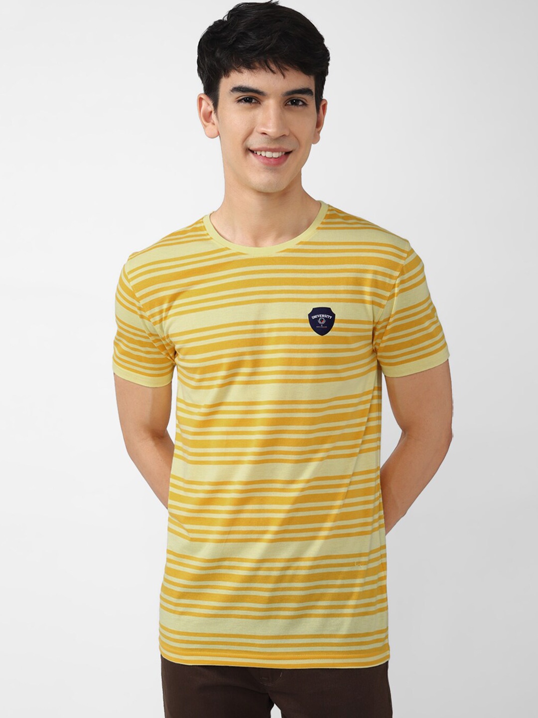 

PETER ENGLAND UNIVERSITY Striped Slim Fit T-shirt, Yellow