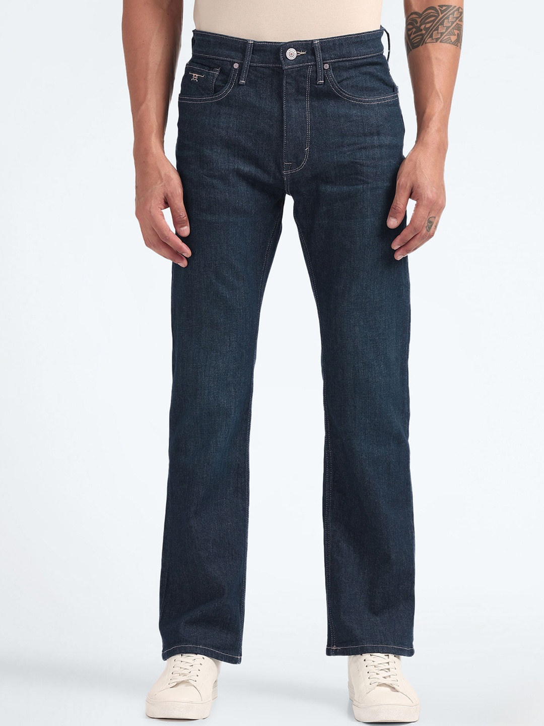 

Flying Machine Men Bruce Bootcut Clean Look Stretchable Jeans, Blue