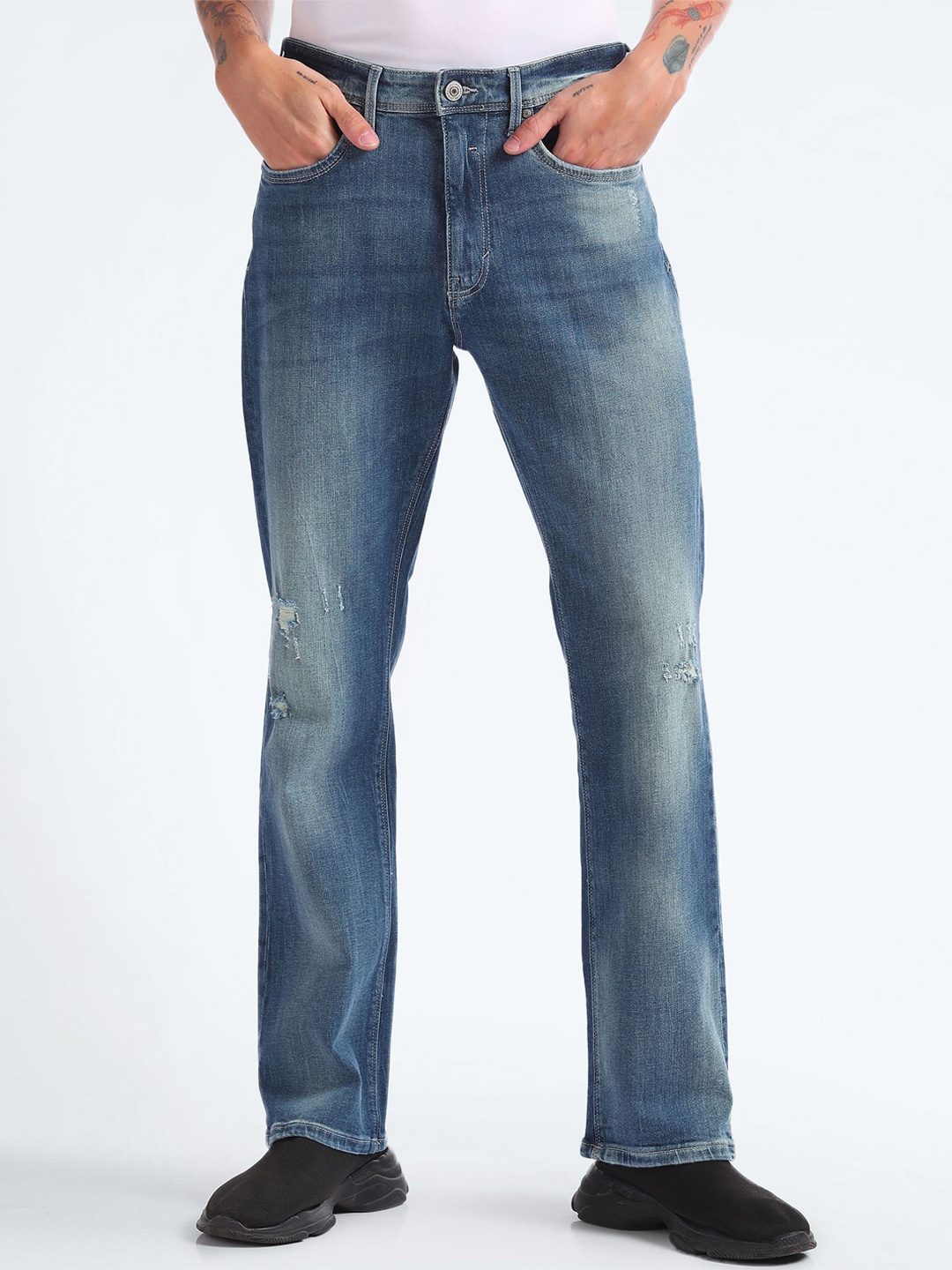 

Flying Machine Men Mid-Rise Heavy Fade Stretchable Jeans, Blue