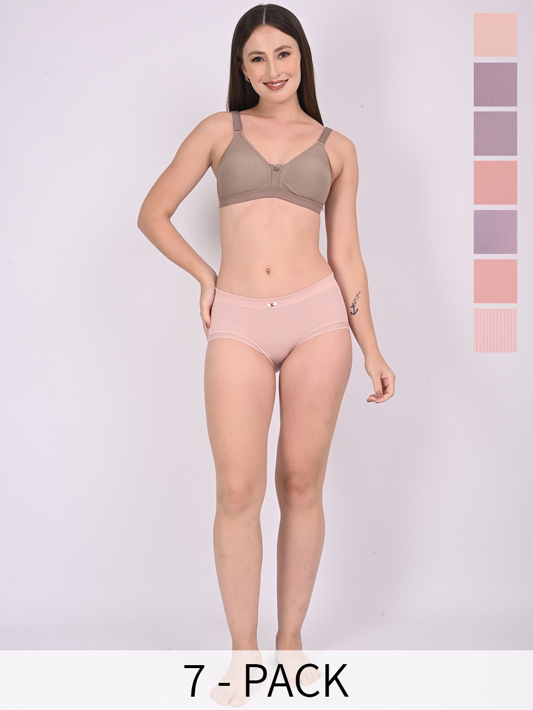 

MYYNTI Pack Of 7 Mid-Rise Leak-Proof Hipster Briefs, Peach