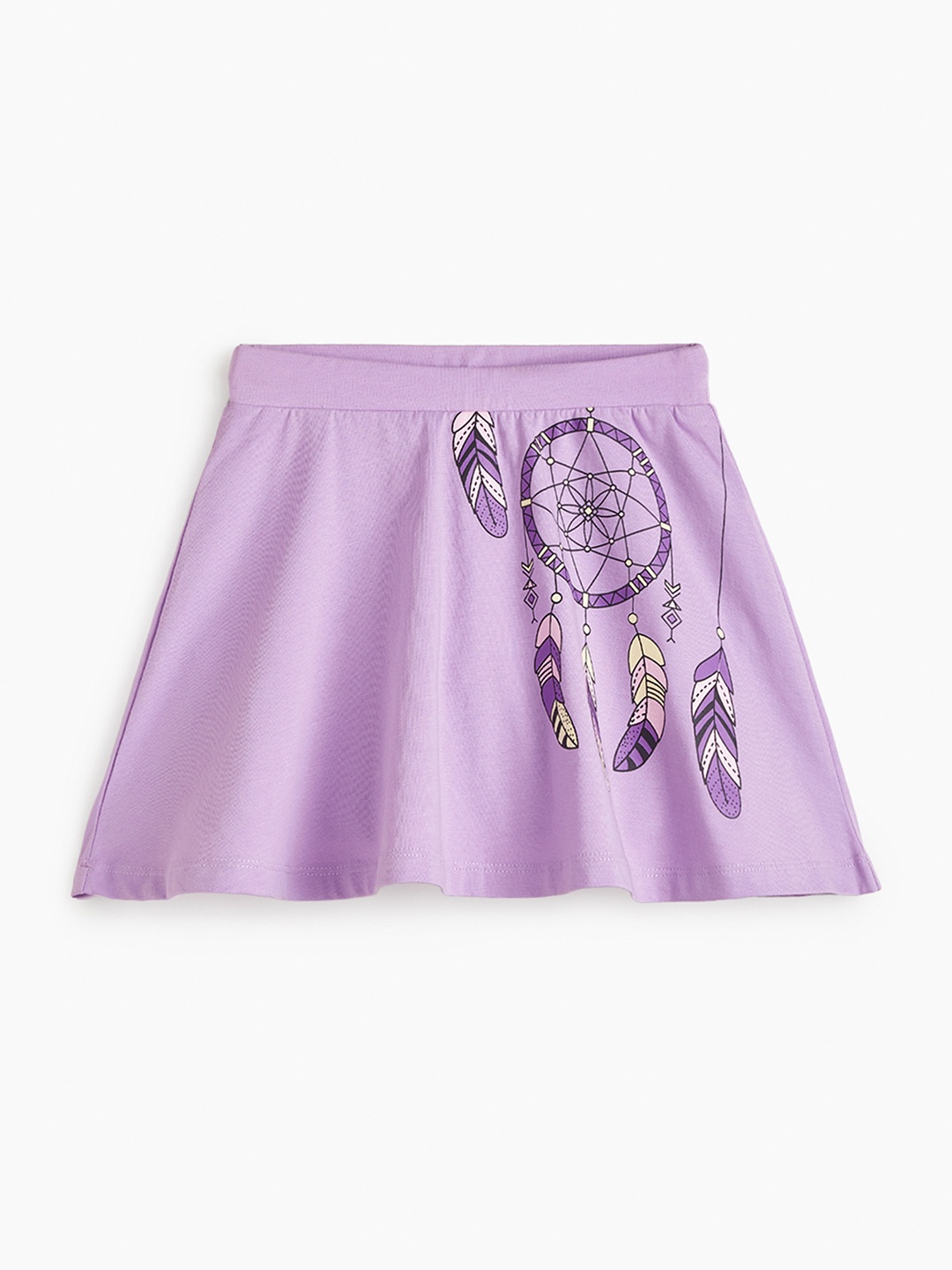 

You Got Plan B Girls Graphic Printed Pure Cotton A-Line Skirt With Inbuilt Shorts, Lavender