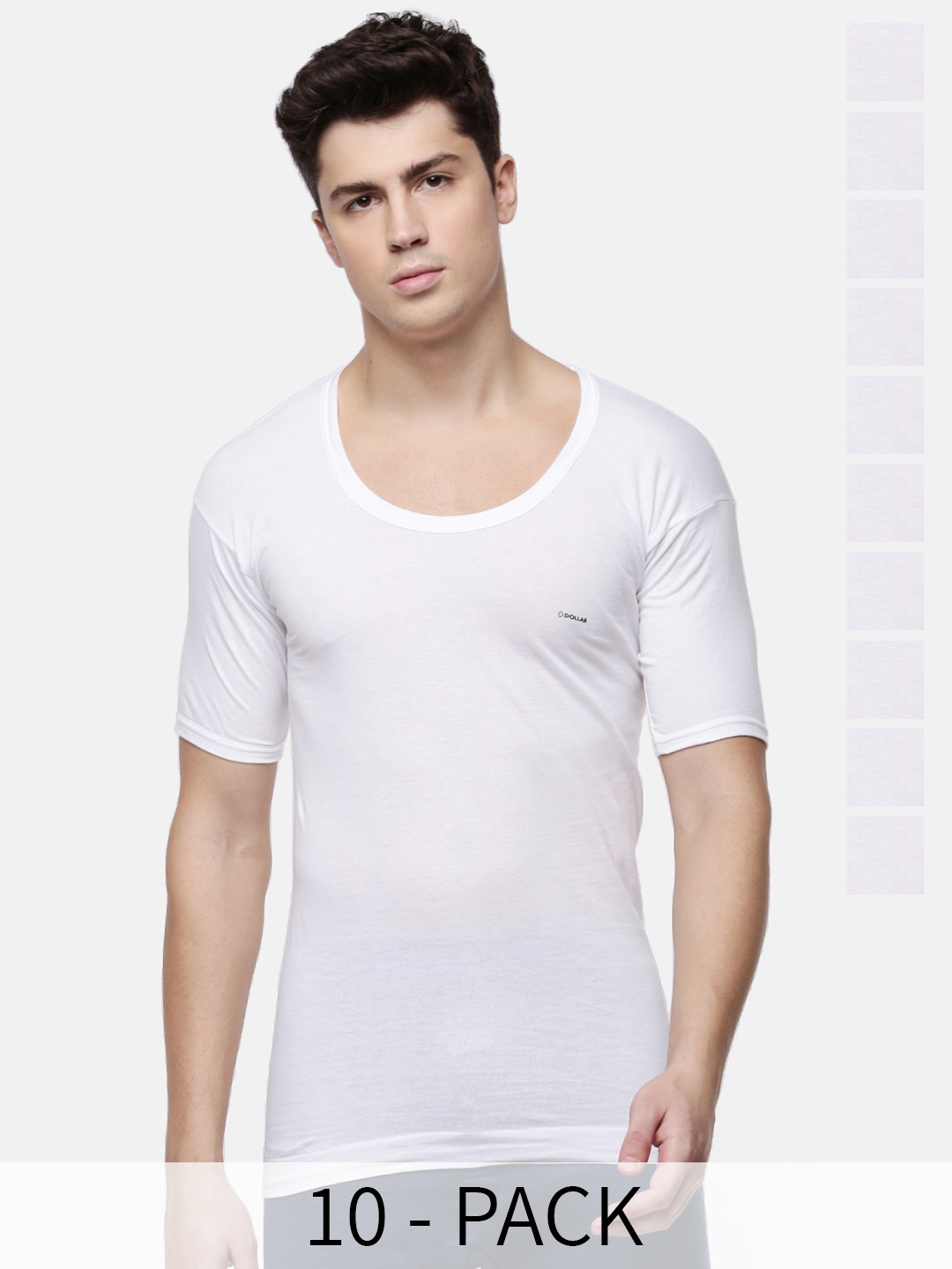 

Dollar Pack of 10 Cotton Innerwear Vests MLHVE-02-PO10-WHITE
