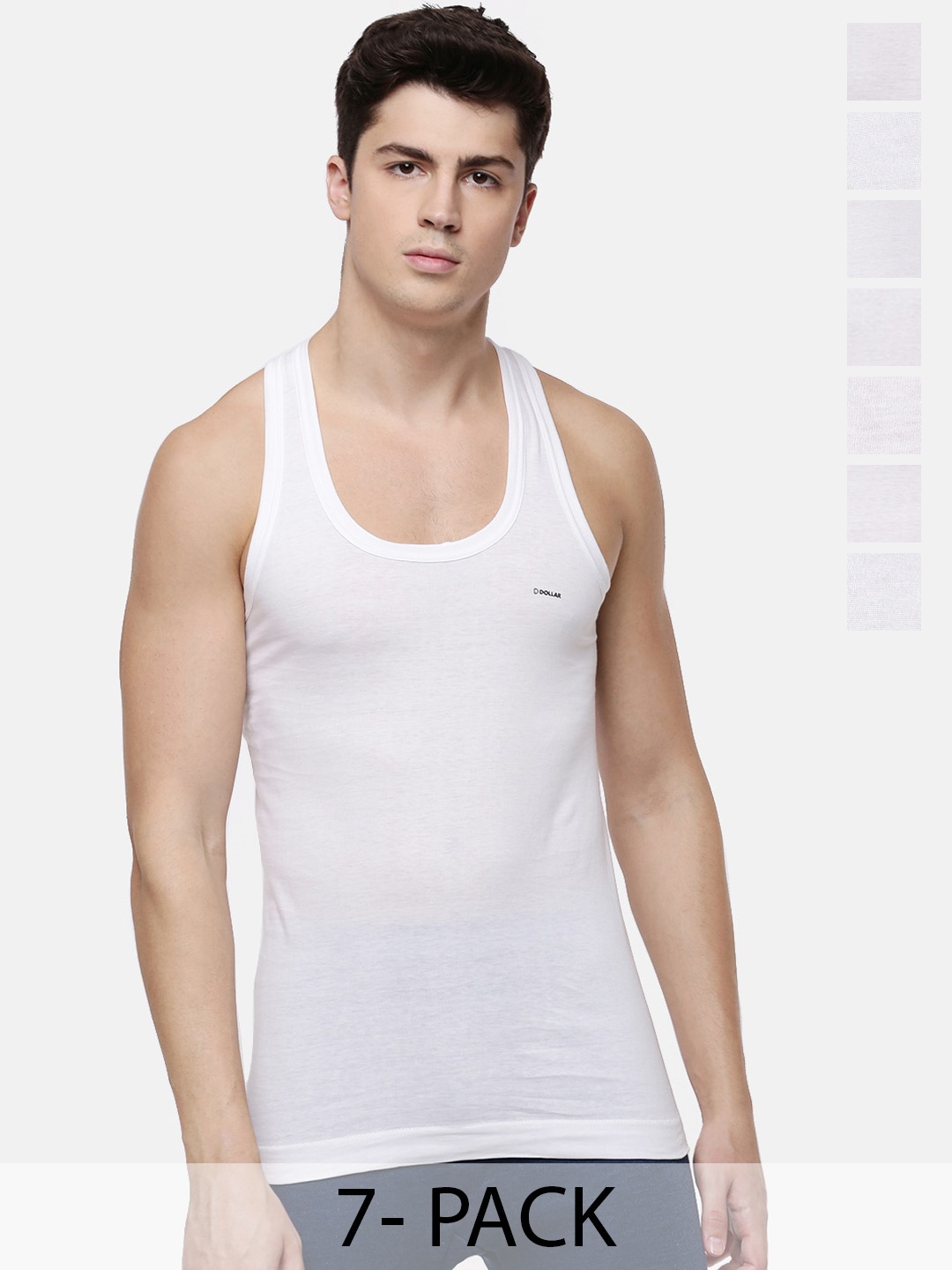 

Dollar Pack Of 7 Pure Cotton Sleeveless Innerwear Vests MLHVE-01-PO7-WHITE