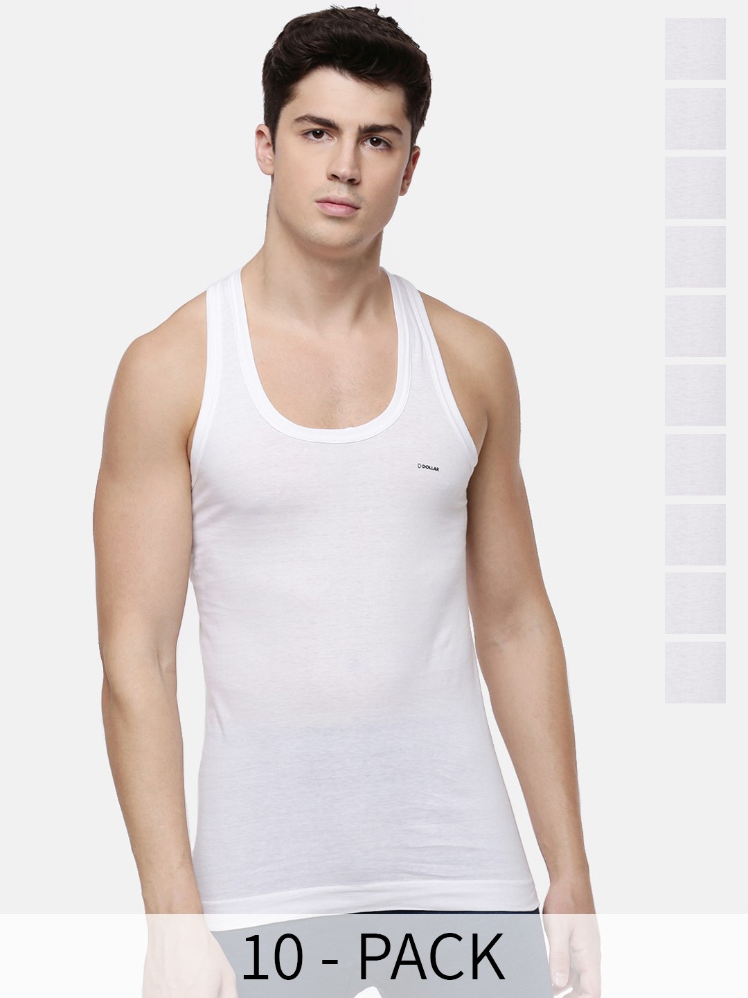 

Dollar Pack Of 10 Pure Cotton Innerwear Vests MLHVE-01-PO10-WHITE