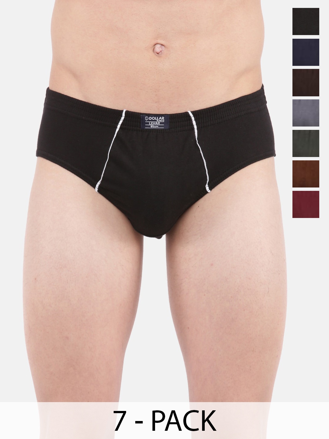 

Dollar Pack Of 7 Mid-Rise Cotton Basic Briefs MLHBR-01-PO7-ASST5, Assorted