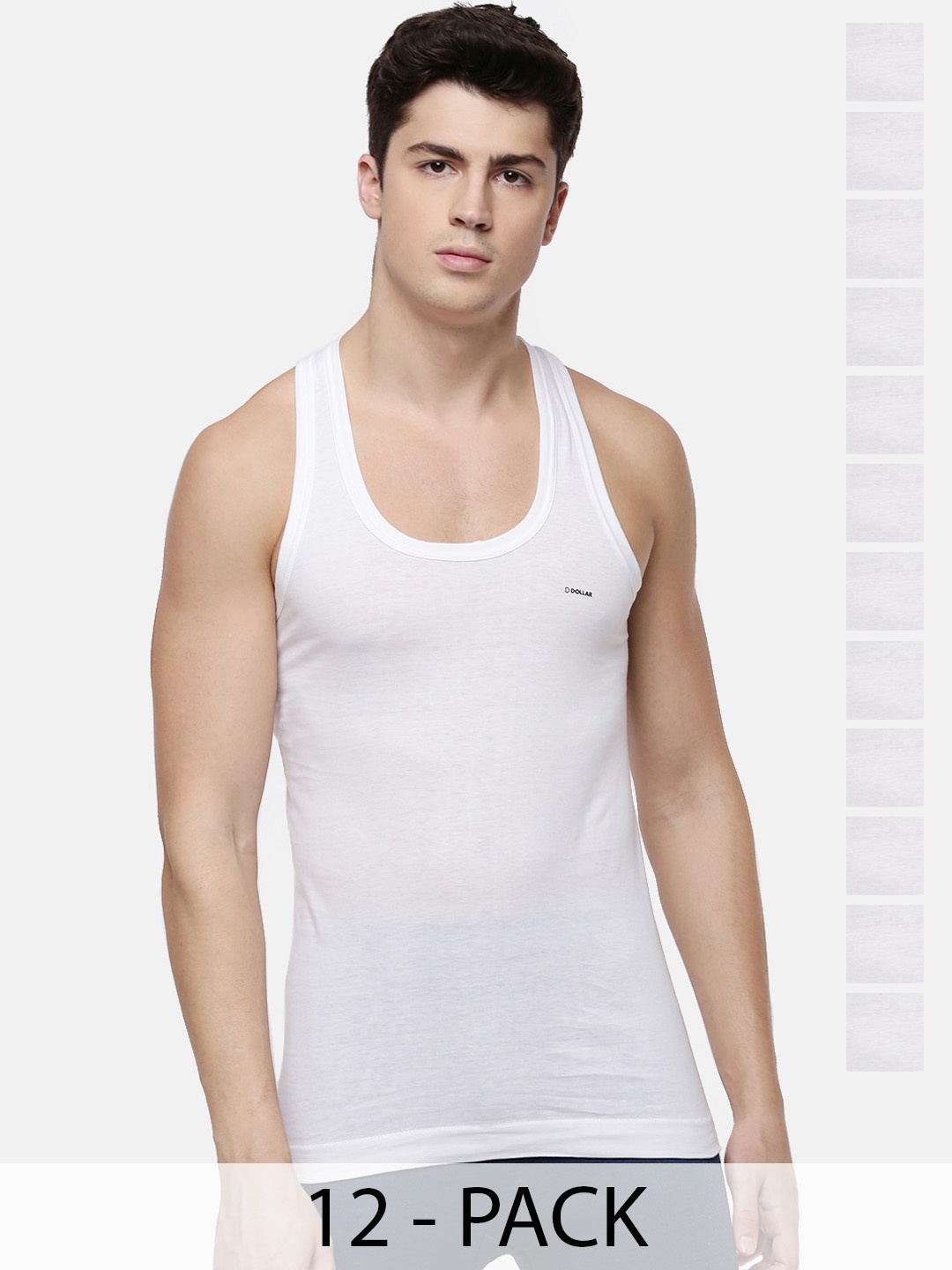 

Dollar Pack Of 12 Cotton Innerwear Vests MLHVE-01-PO12-WHITE