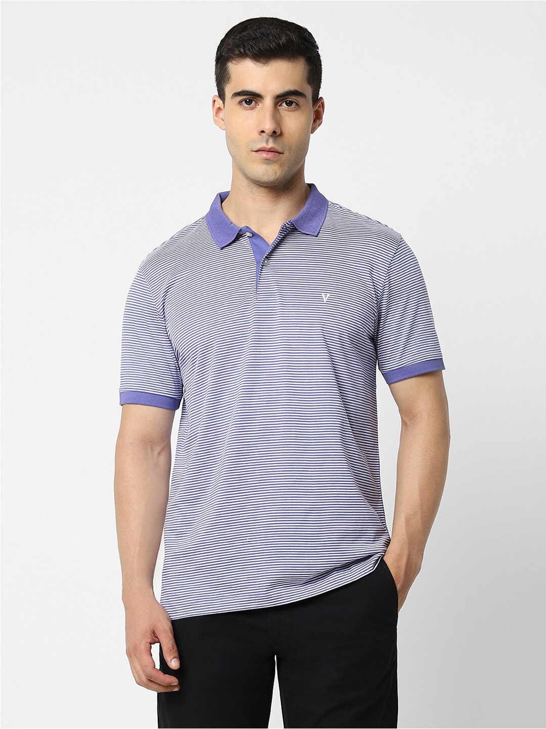 

Van Heusen Striped Polo Collar Pure Cotton T-shirt, Purple