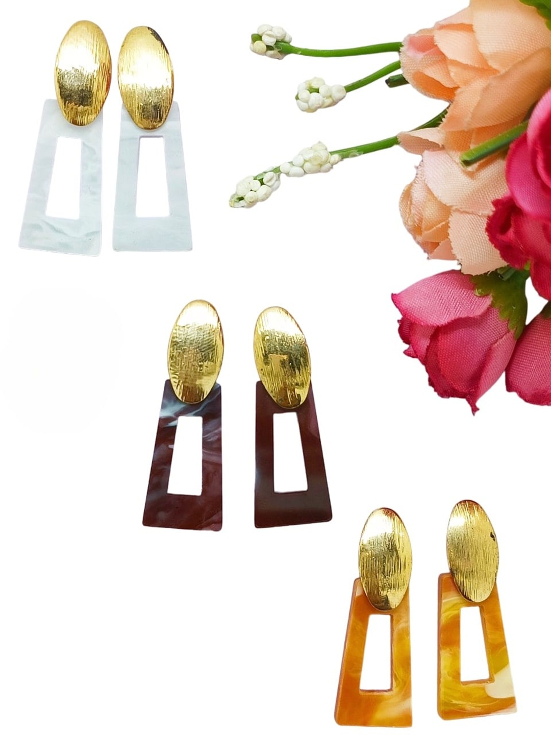 

FEMMIBELLA Geometric Drop Earrings, Multi