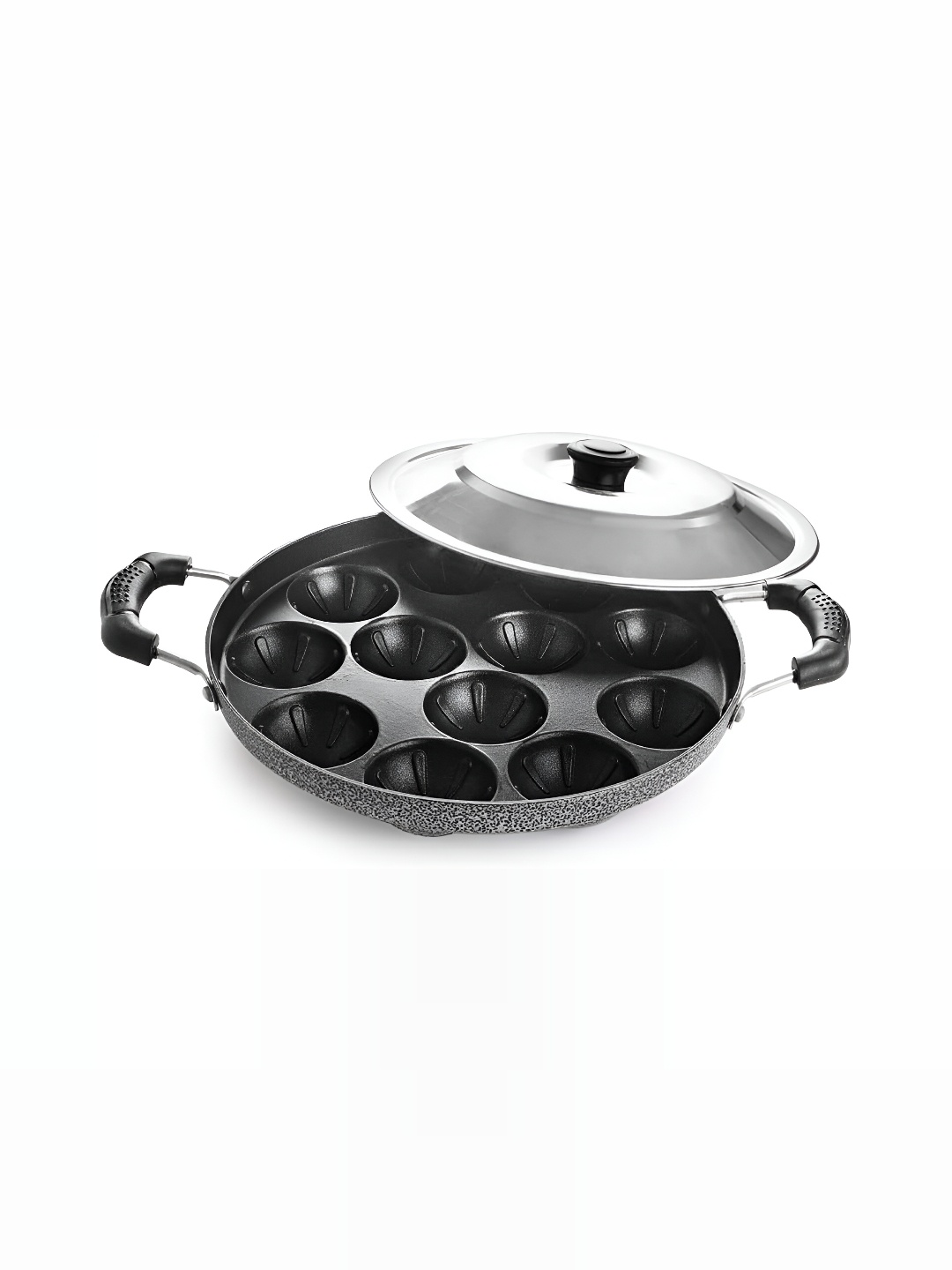 

RBGIIT Black Aluminium Dishwasher and Microwave Safe Appam Patra