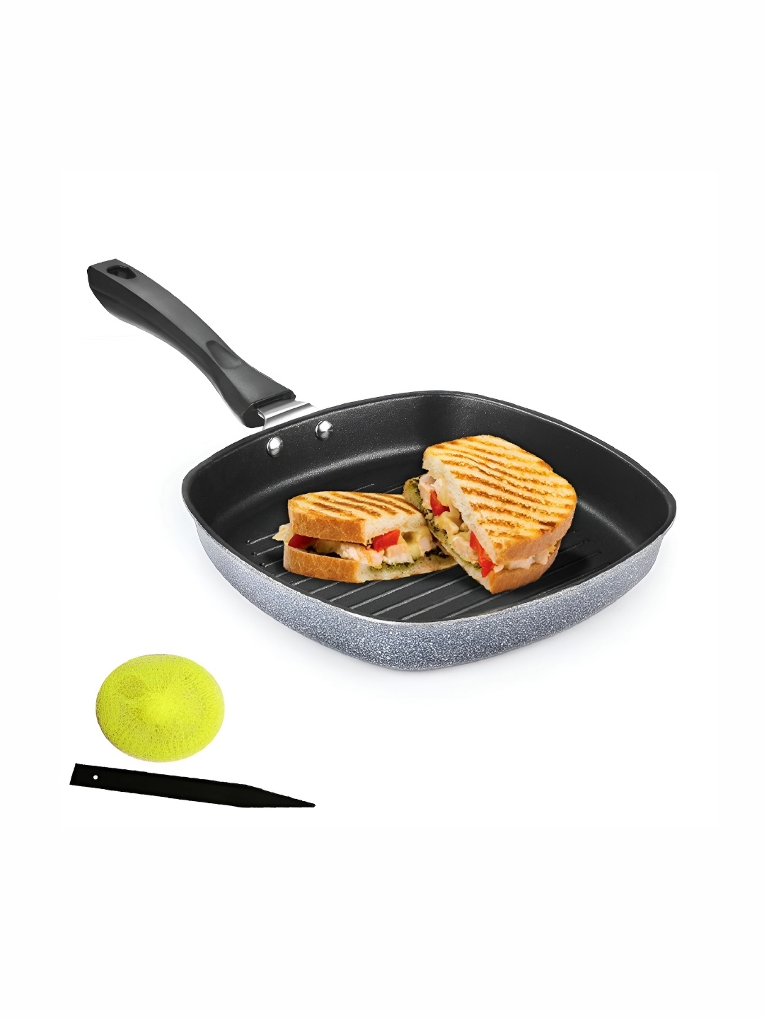 

RBGIIT Black Aluminium Dishwasher and Microwave Safe Frying Pan