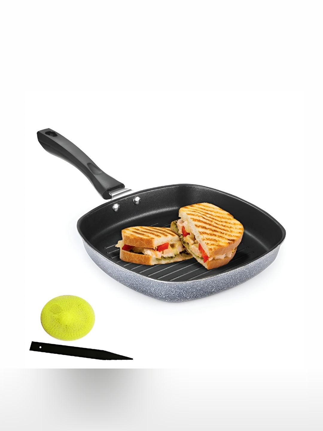 

RBGIIT Black Aluminium Dishwasher and Microwave Safe Frying Pan