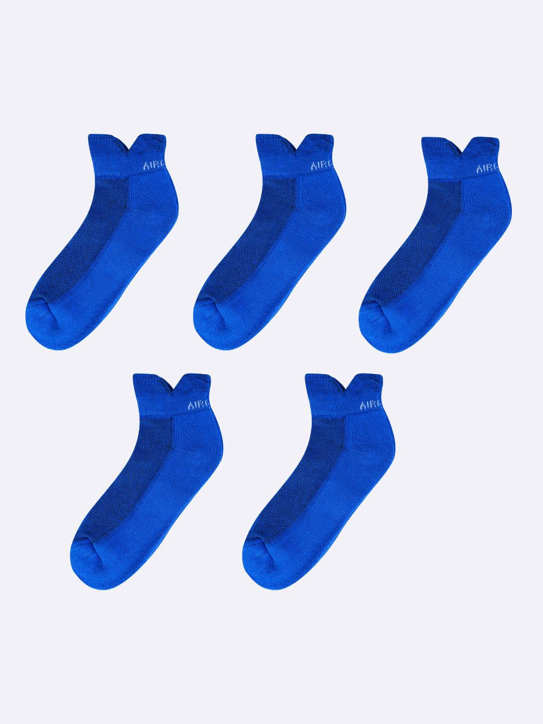 

AIR GARB Pack Of 5 Patterned Anti Bacterial Ankle-Length Socks, Blue