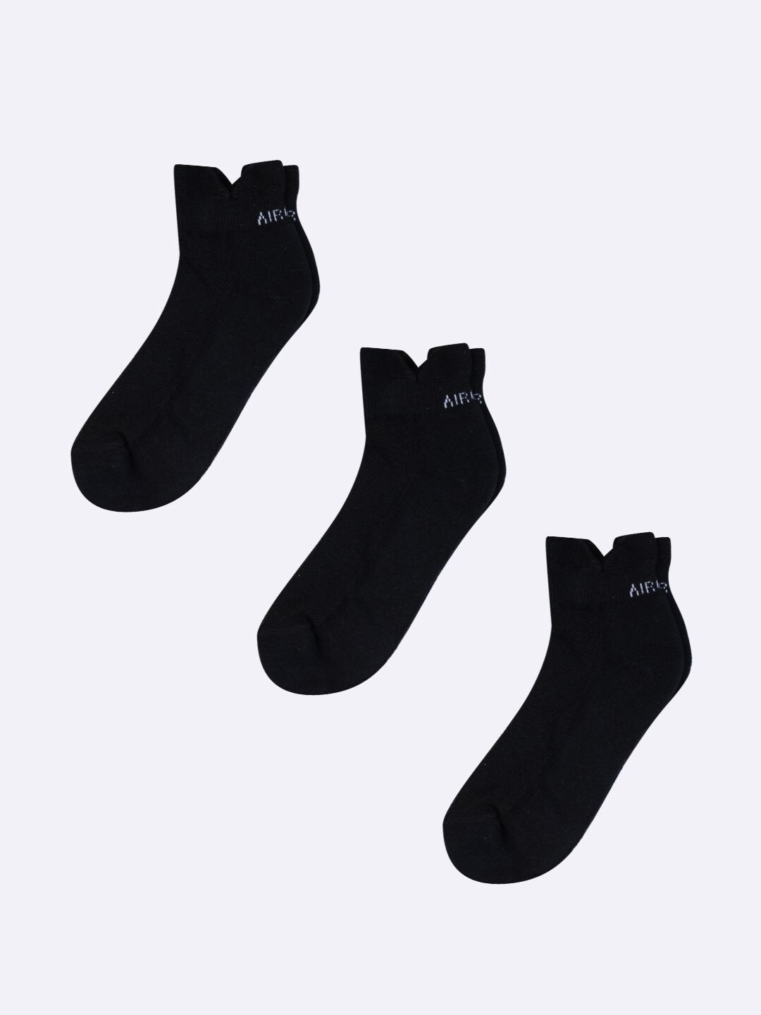 

AIR GARB Pack Of 3 Breathable Ankle-Length Socks, Black