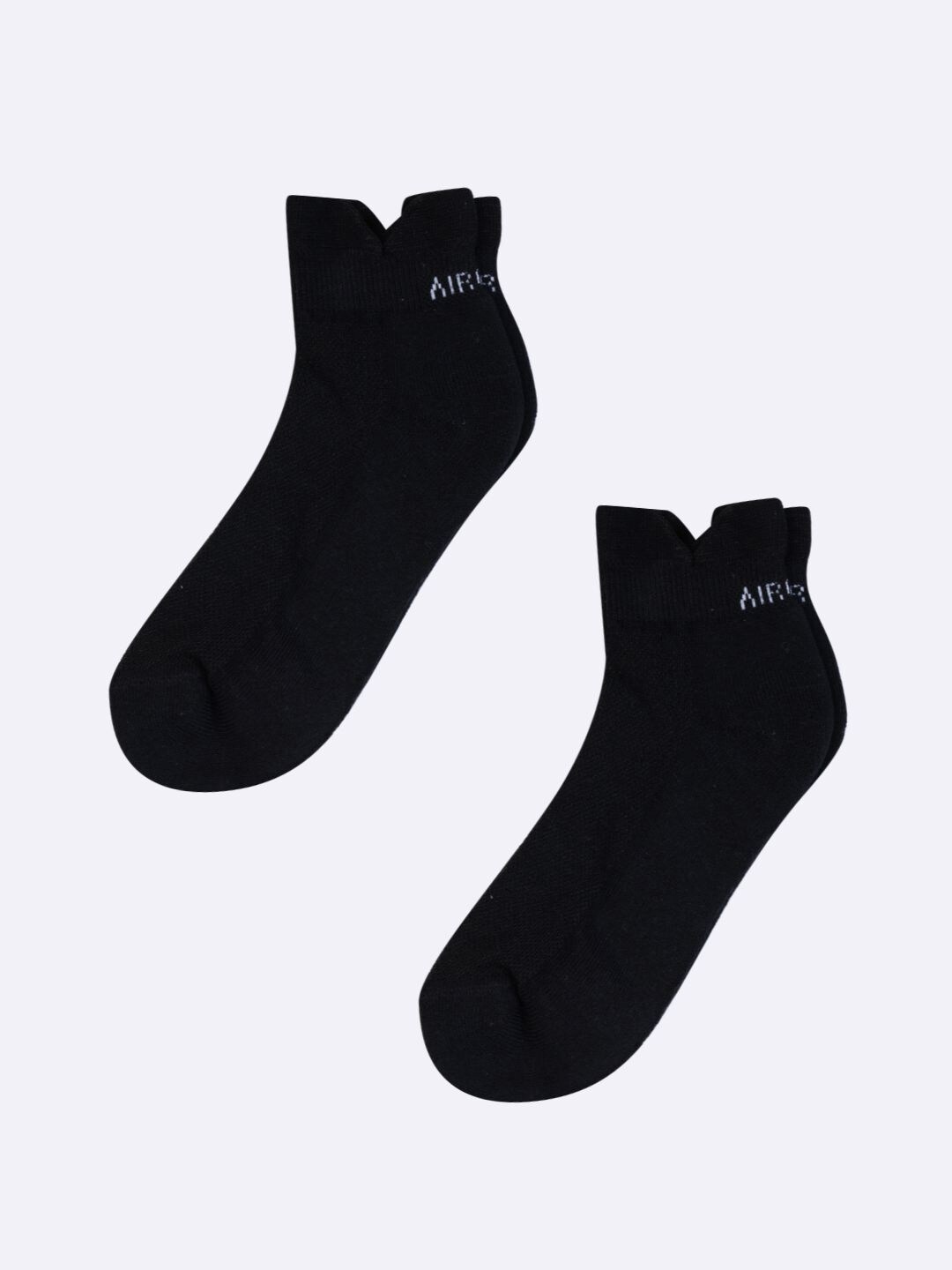 

AIR GARB Pack Of 2 Breathable Design Ankle Length Socks, Black