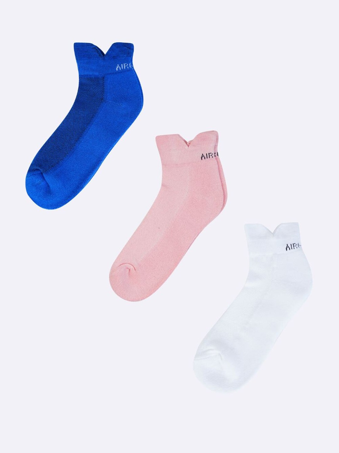 

AIR GARB Pack Of 3 Cotton Breathable Ankle Length Socks, Blue