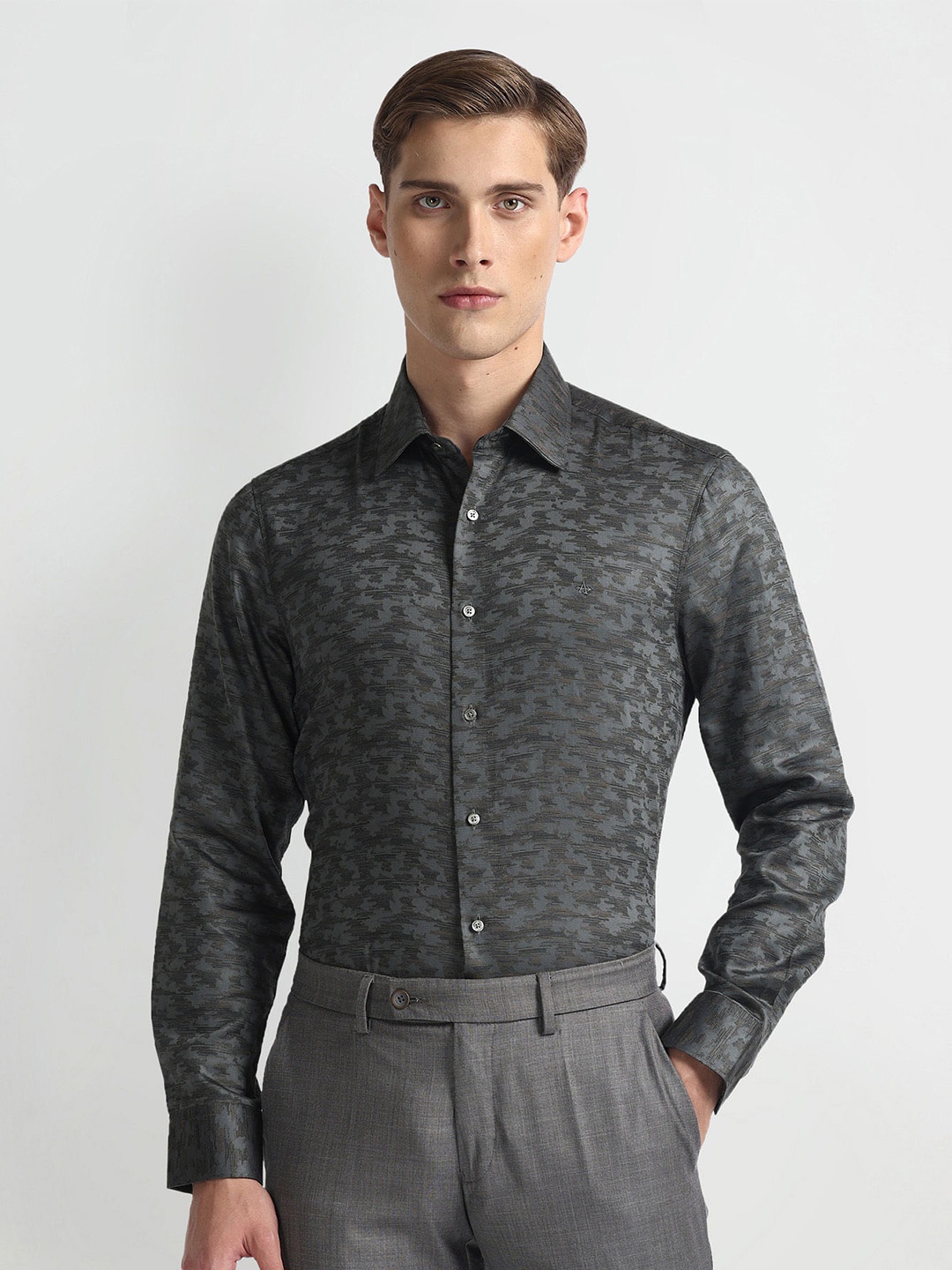 

Arrow Abstract Printed Pure Cotton 1851 Formal Shirt, Grey