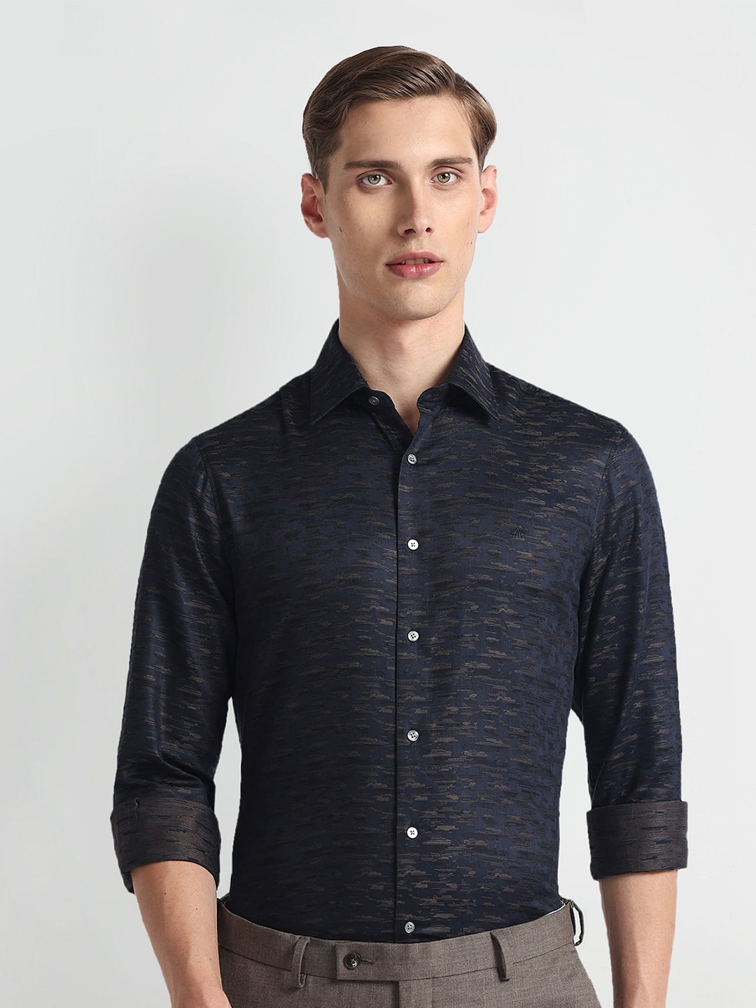 

Arrow Abstract Printed Pure Cotton 1851 Formal Shirt, Navy blue