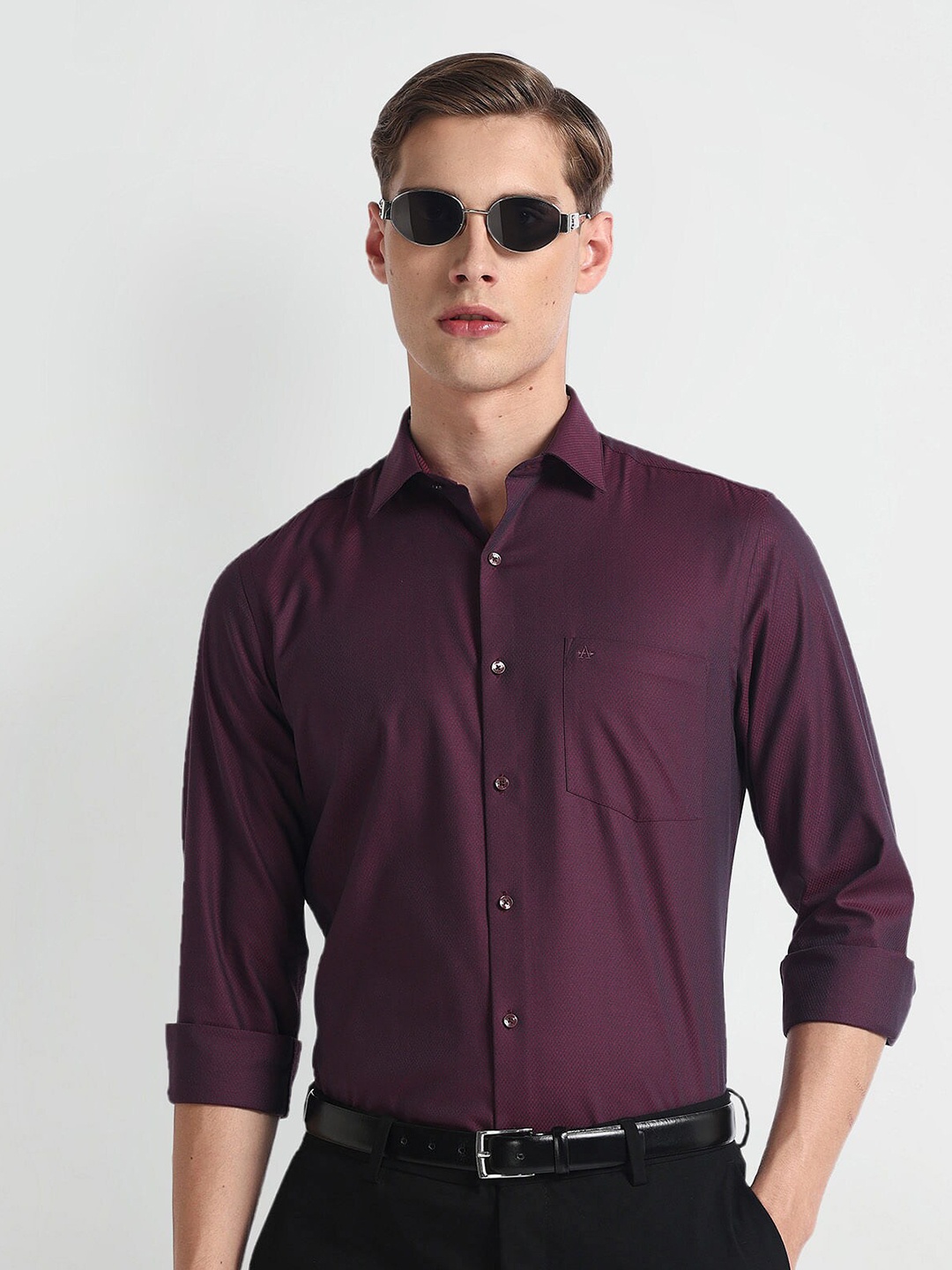 

Arrow Spread Collar Cotton Formal Shirt, Red