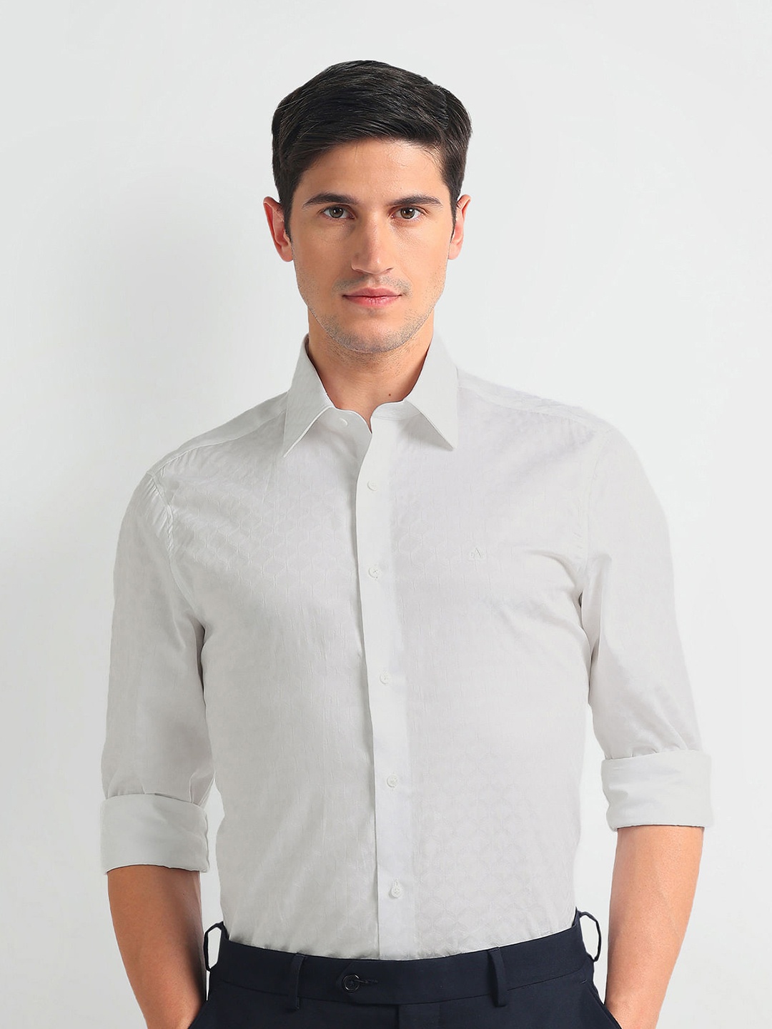 

Arrow Slim Fit Textured Pure Cotton 1851 Formal Shirt, White