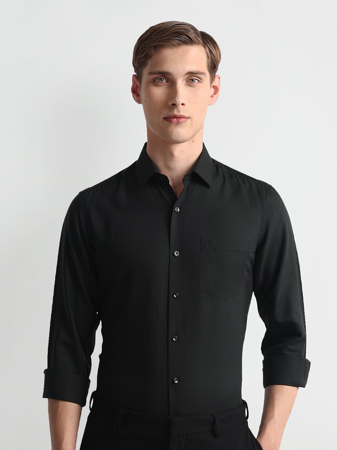 

Arrow Slim Fit Twill Formal Shirt, Black