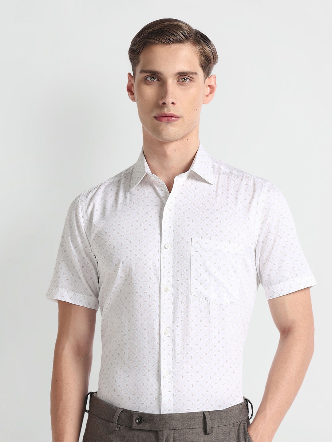 

Arrow Conversational Printed Pure Cotton Autopress Formal Shirt, White