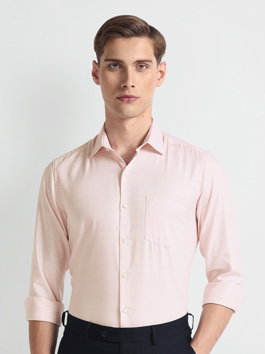 

Arrow Slim Fit Spread Collar Pure Cotton Formal Shirt, Pink