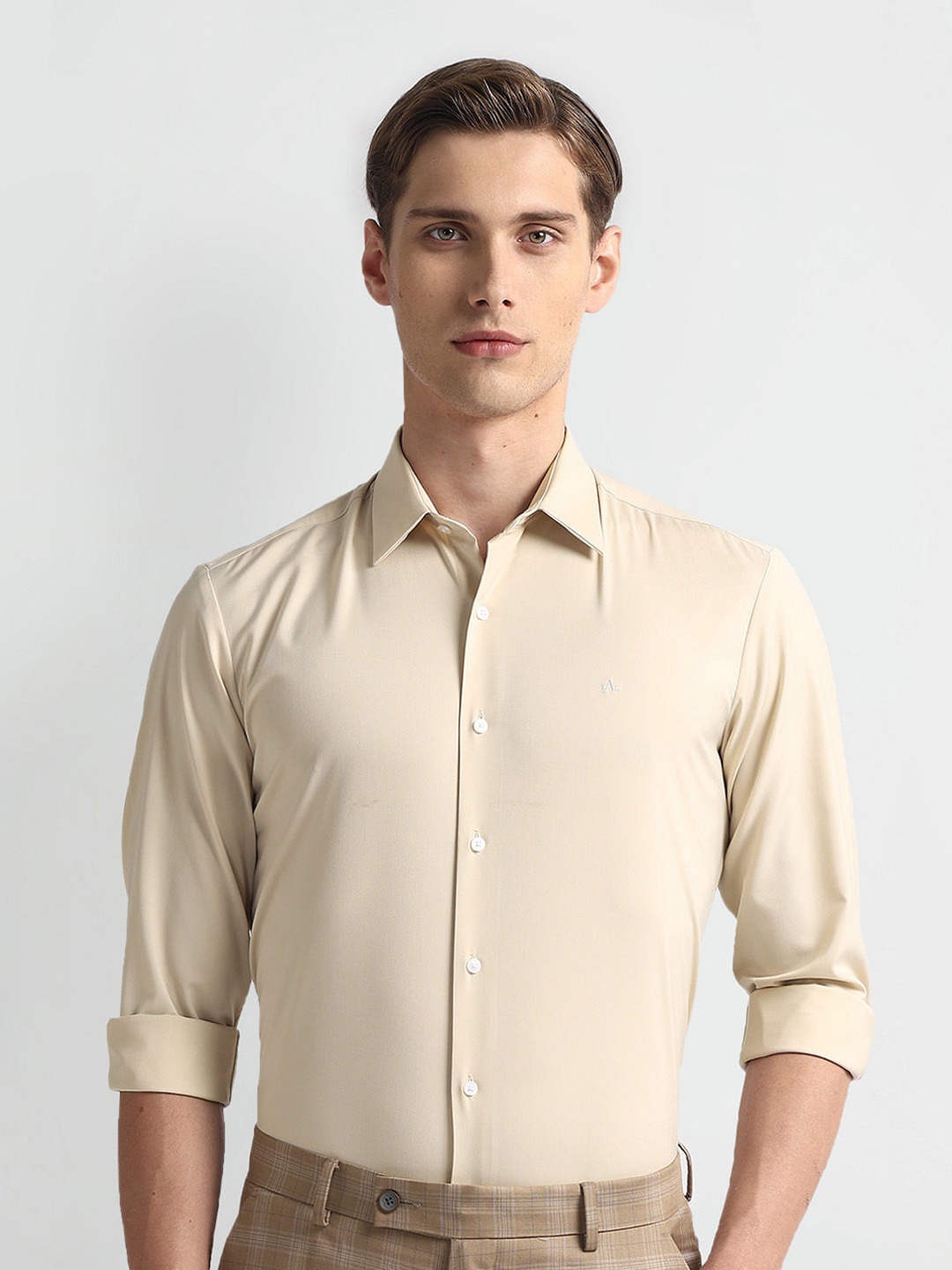 

Arrow New York Slim Fit Twill Weave Formal Shirt, Beige